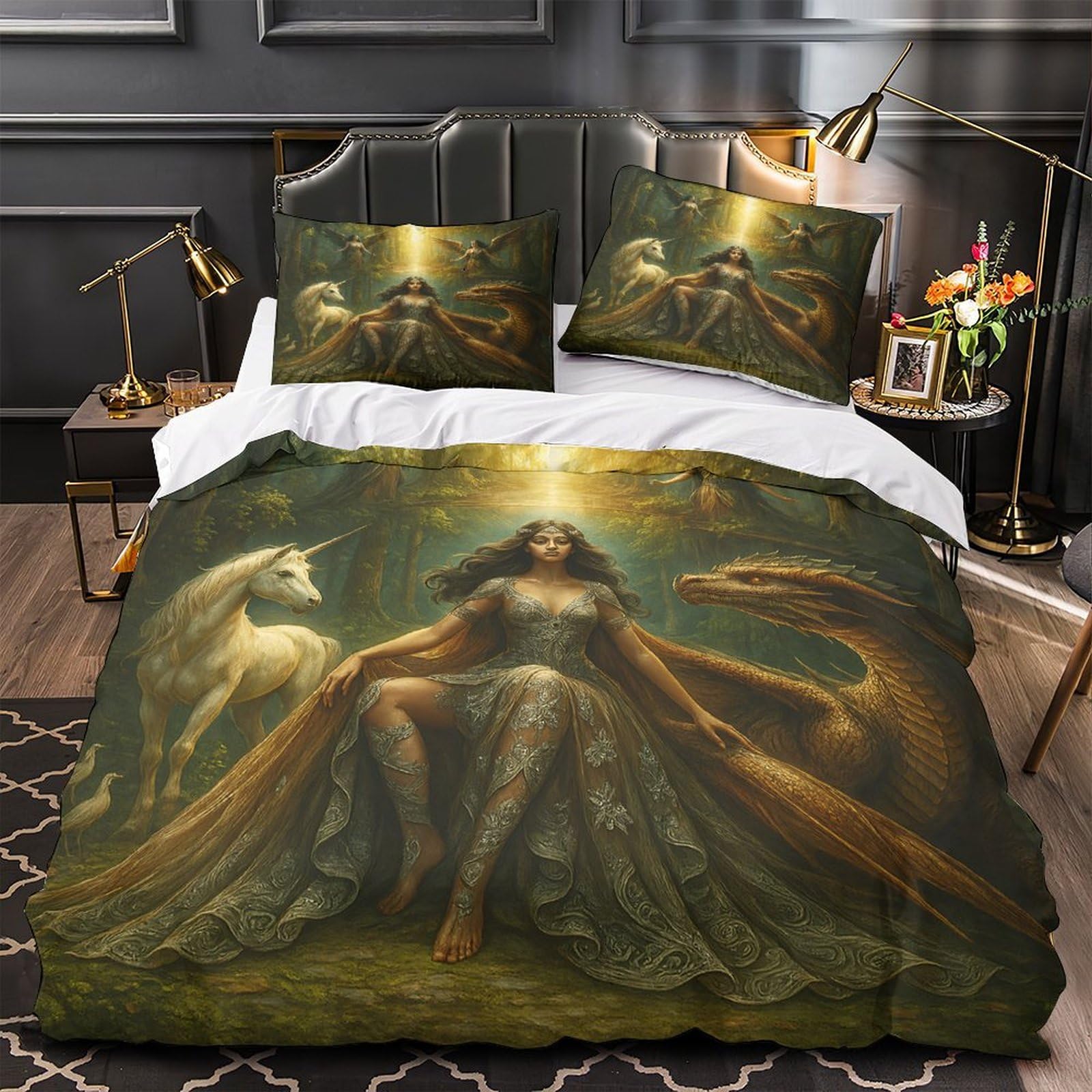 MMDASBVPE Fantasy Queen Duvet Cover 3D Design Printed Hotel Quality 3PCs Bedding Set Zipper Comforter Cover Durable All Season for Adults Kids Teens Youth Women Girls Boys King（220x240cm）