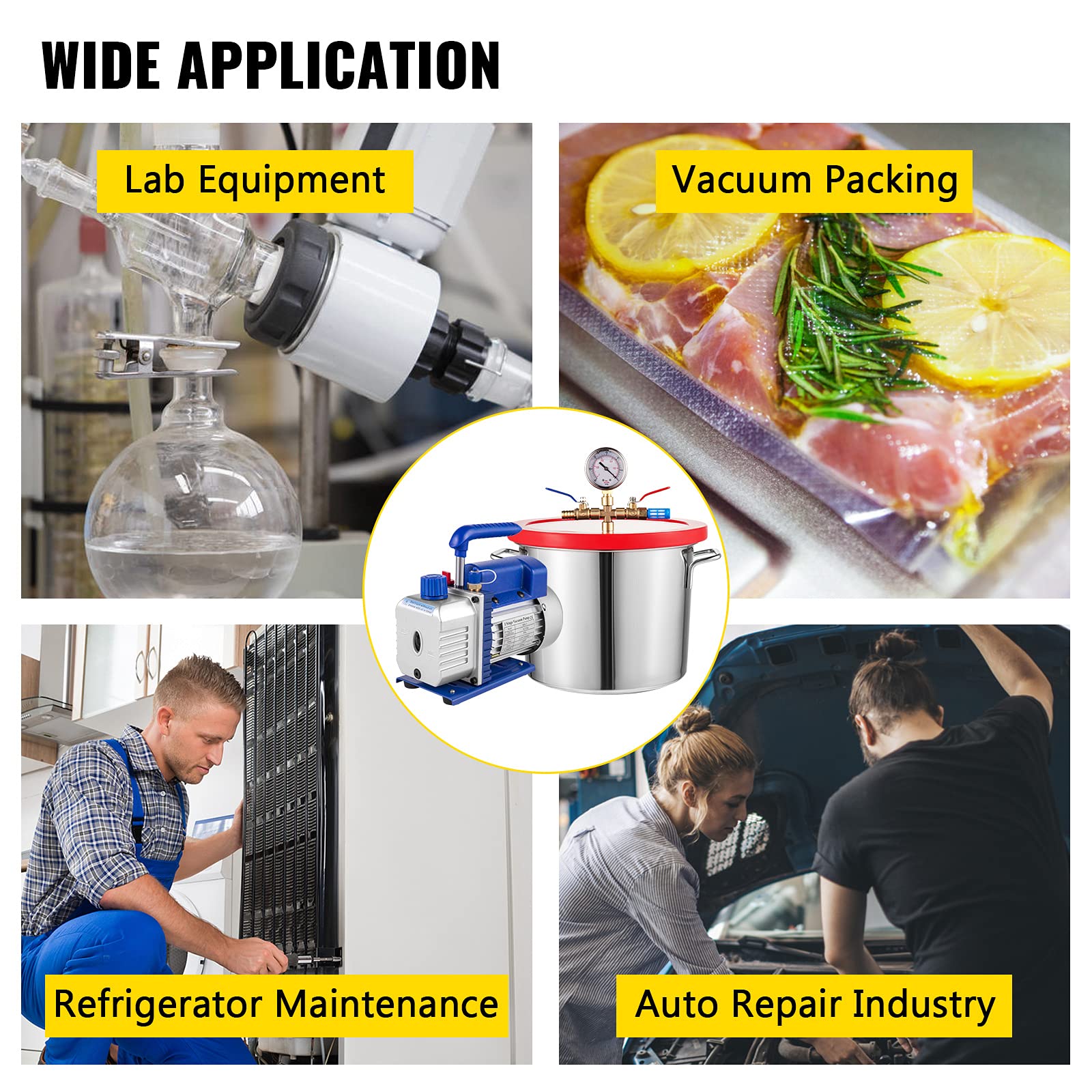 Buy VEVOR Vacuum Chamber with Pump, 2 Gallon Vacuum Chamber, 3CFM 1/4HP