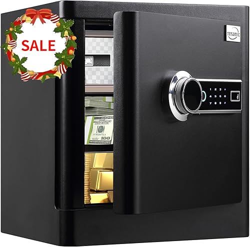 Tenamic - Caja de seguridad con huella dactilar, 2.16 pies cúbicos, con caja fuerte separada y compartimento inferior, caja de seguridad con teclado
