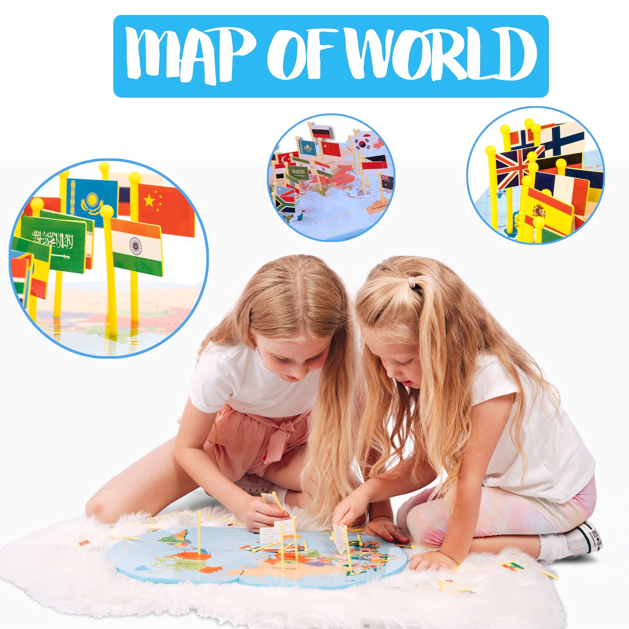 KAPV SINCE DAY ONE Fun Countries & Flags Game for Kids Wooden Foldable