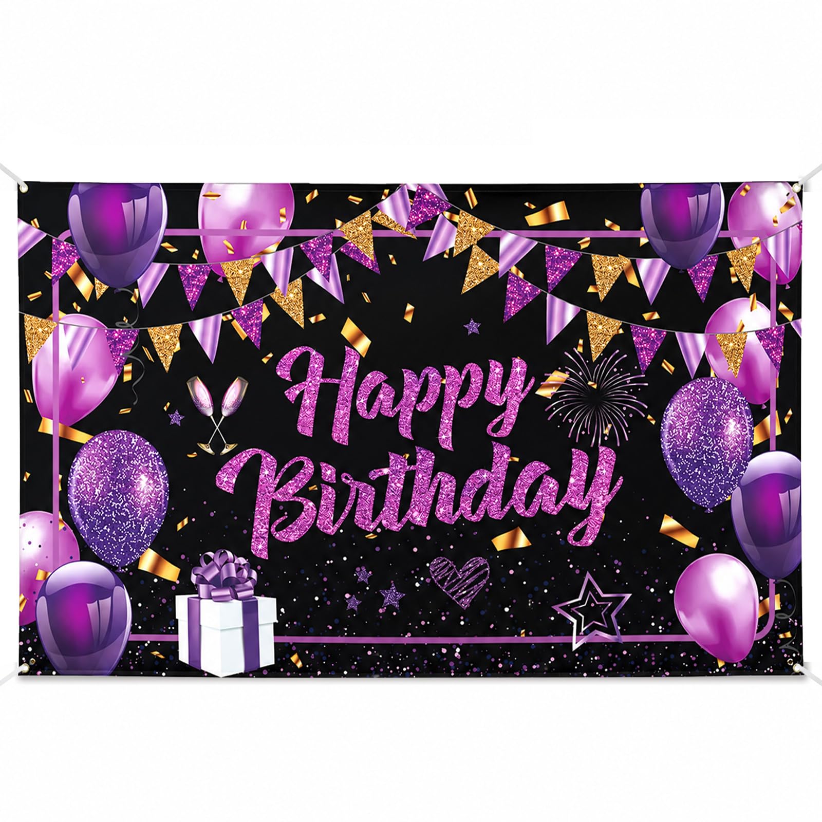 Birthday Banner Backdrop, Extra Large 71 x 43 Inch Photo Booth Background