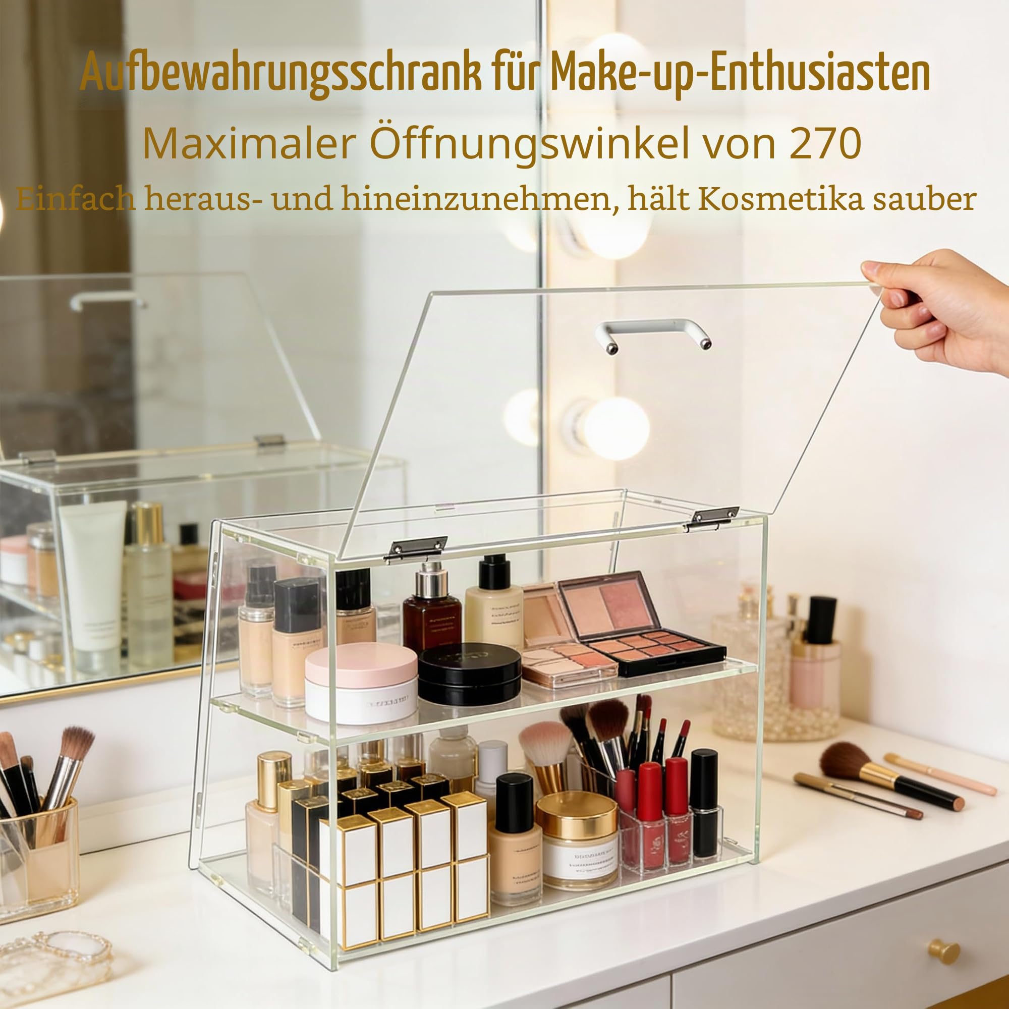 2-Ebenen-Bäckerei-Vitrine mit hinterer Hebetür, Gebäck-Vitrine für Küchenarbeitsplatte, Acryl-Klarsicht-Lebensmittel-Vitrine, hält Donuts, Bagels, Kuchen und Kekse frisch