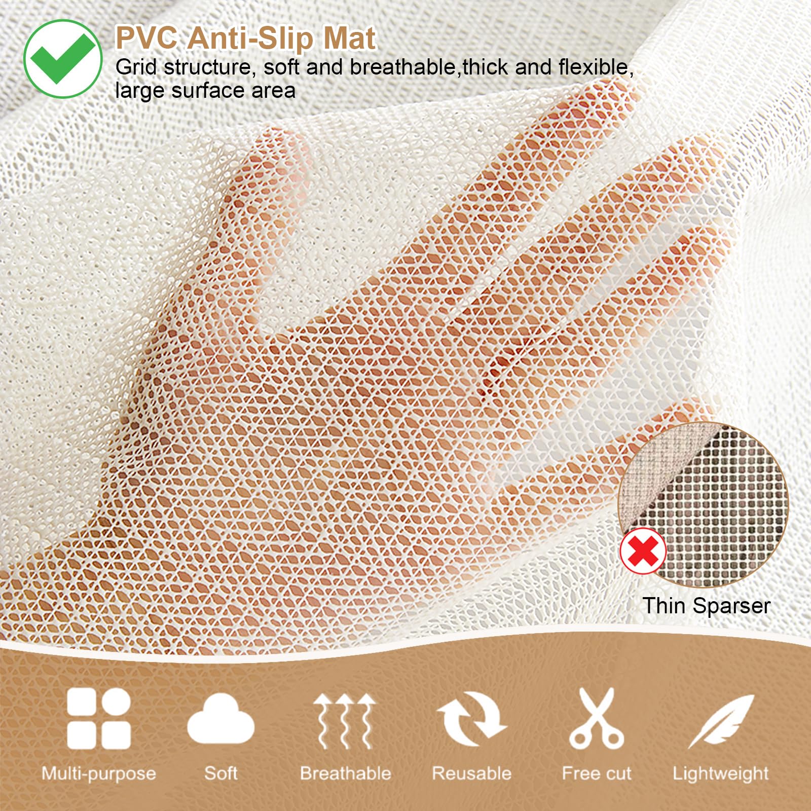 Sottotappeto Antiscivolo 120x200 Cm - Rete In PVC Tagliabile Per Tappeti, Divani E Cassetti