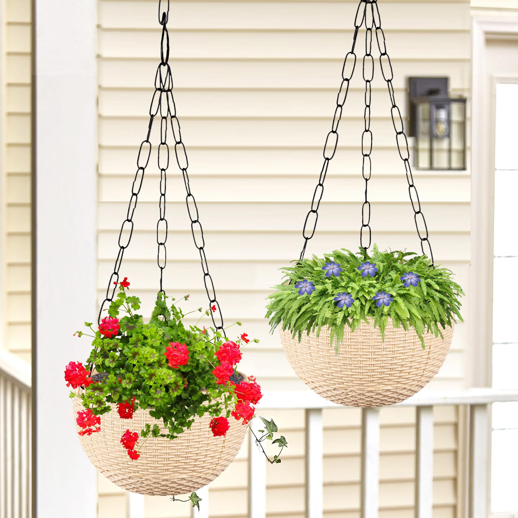 Kuber Industries Pack of 2 Hanging Flower Pot | 7 Inch | Flower Planter for Balcony | Hanging Flower Pot for Living Room | Hanging Pot for Home-Lawns & Gardening | Marble Euro | Beige (B0D4HWK3QM) Amazon Price History, Amazon Price Tracker