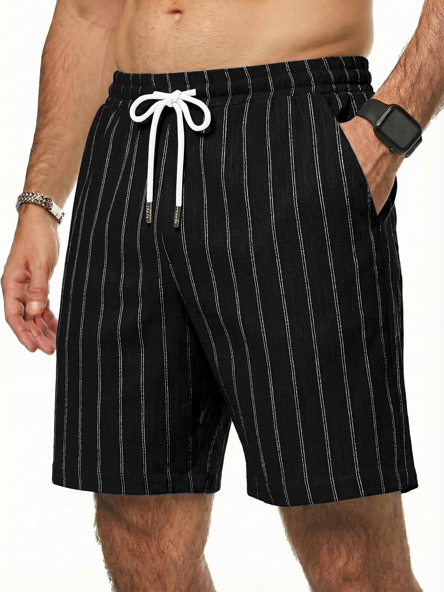 JMIERR Kurze Hosen Herren Sommer Stretch Bermuda Shorts Elastische Taille Shorts Herren Mit Taschen S-3XL