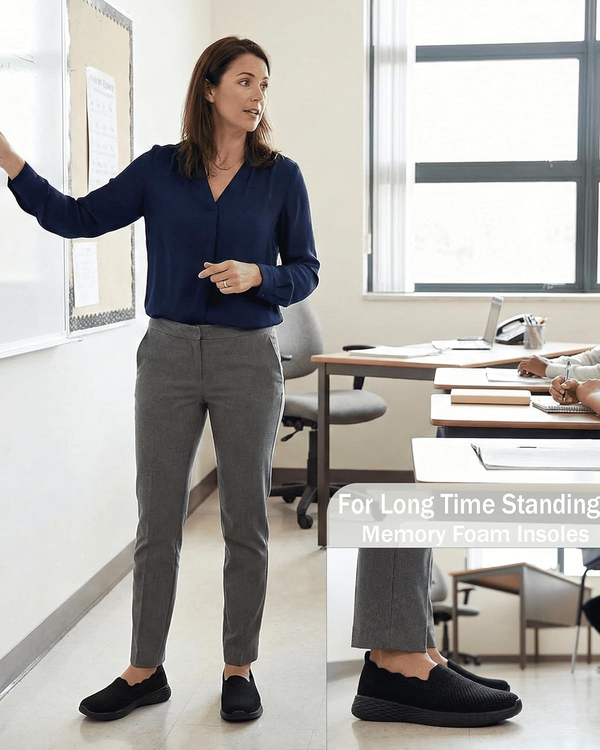 Puxowe Women's Casual Slip on Walking Flat Shoes-Lightweight Low-Top Knit Loafer Sneaker - Image 5