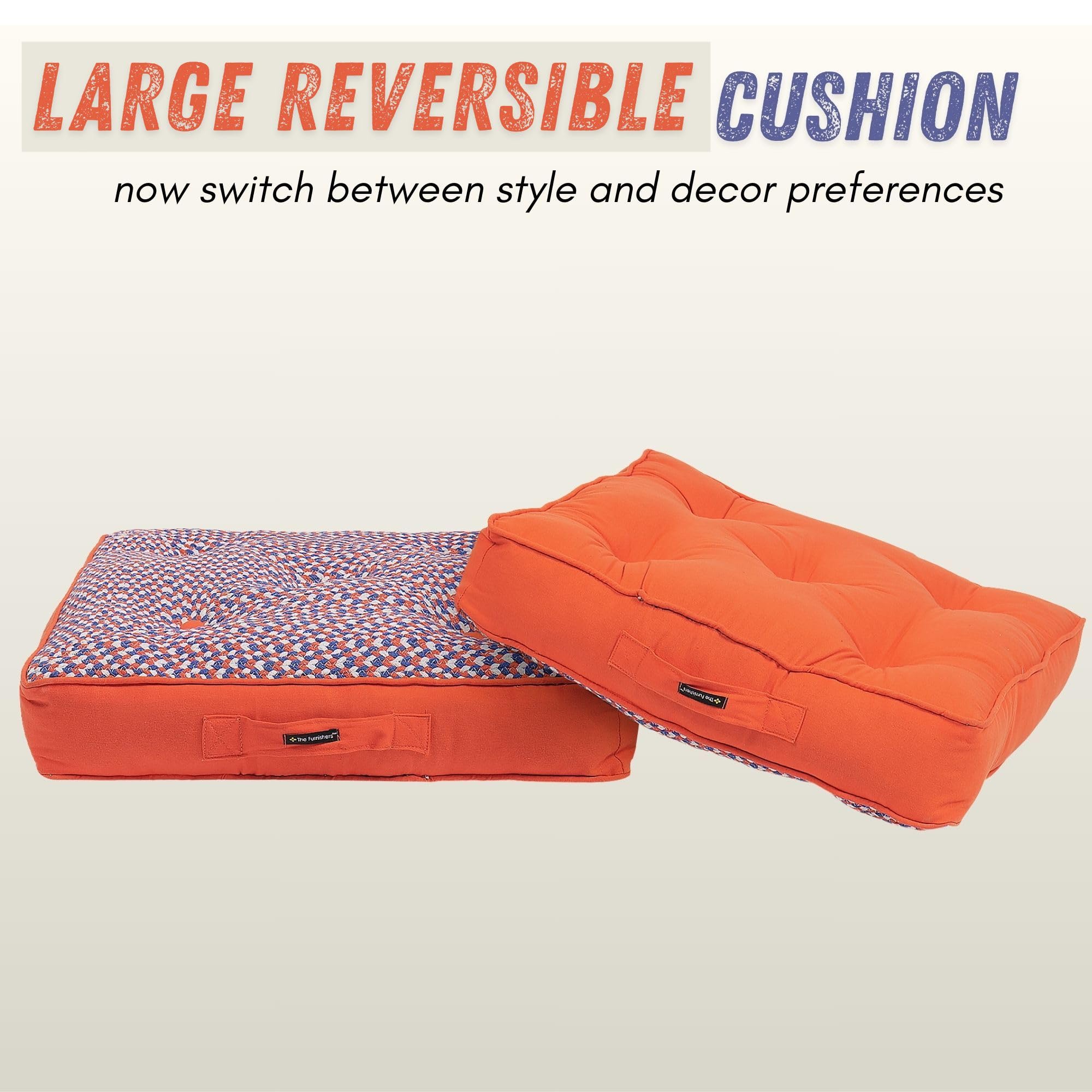 Orange Woven Floor Cushion - Cozy Seating & Meditation -5