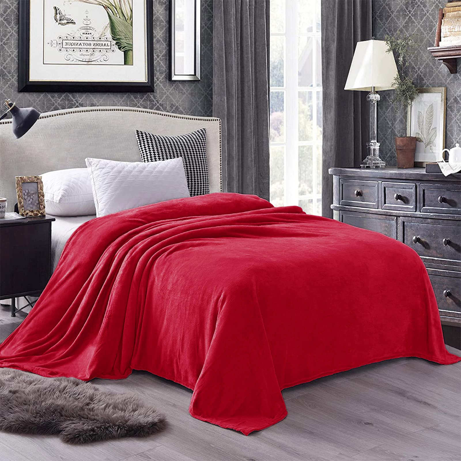 Exclusivo Mezcla Fleece Blanket Double Size for Bed Super Soft and Warm, All Season Use, Cozy, Plush, Lightweight, 150x200 CM, Red