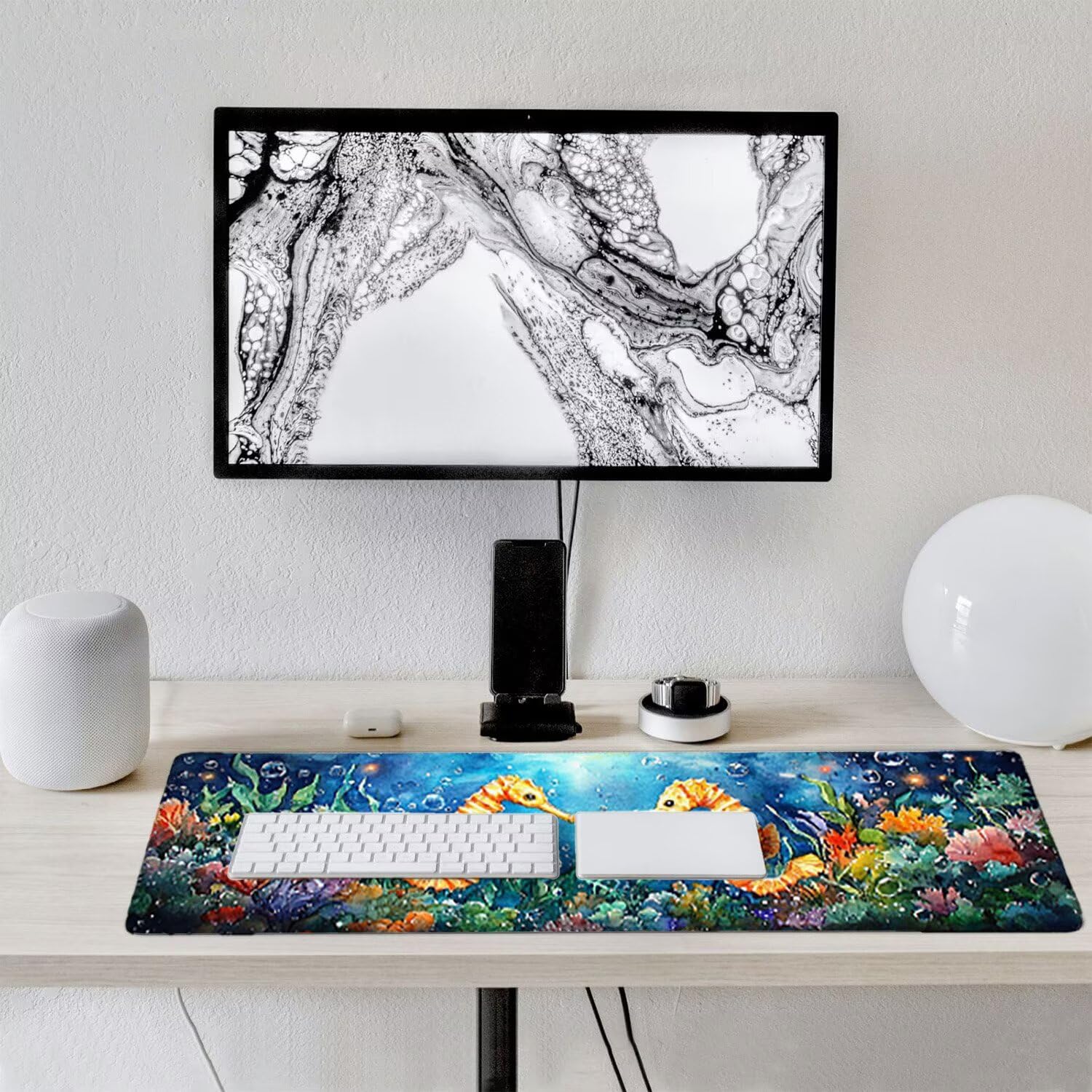 Podkładka pod mysz do gier XXL duża mysz 1600 x 800 mm, duża podkładka pod biurko z antypoślizgową gumową podstawą dla graczy, poprawia precyzję i szybkość (organizmy morskie) o-289