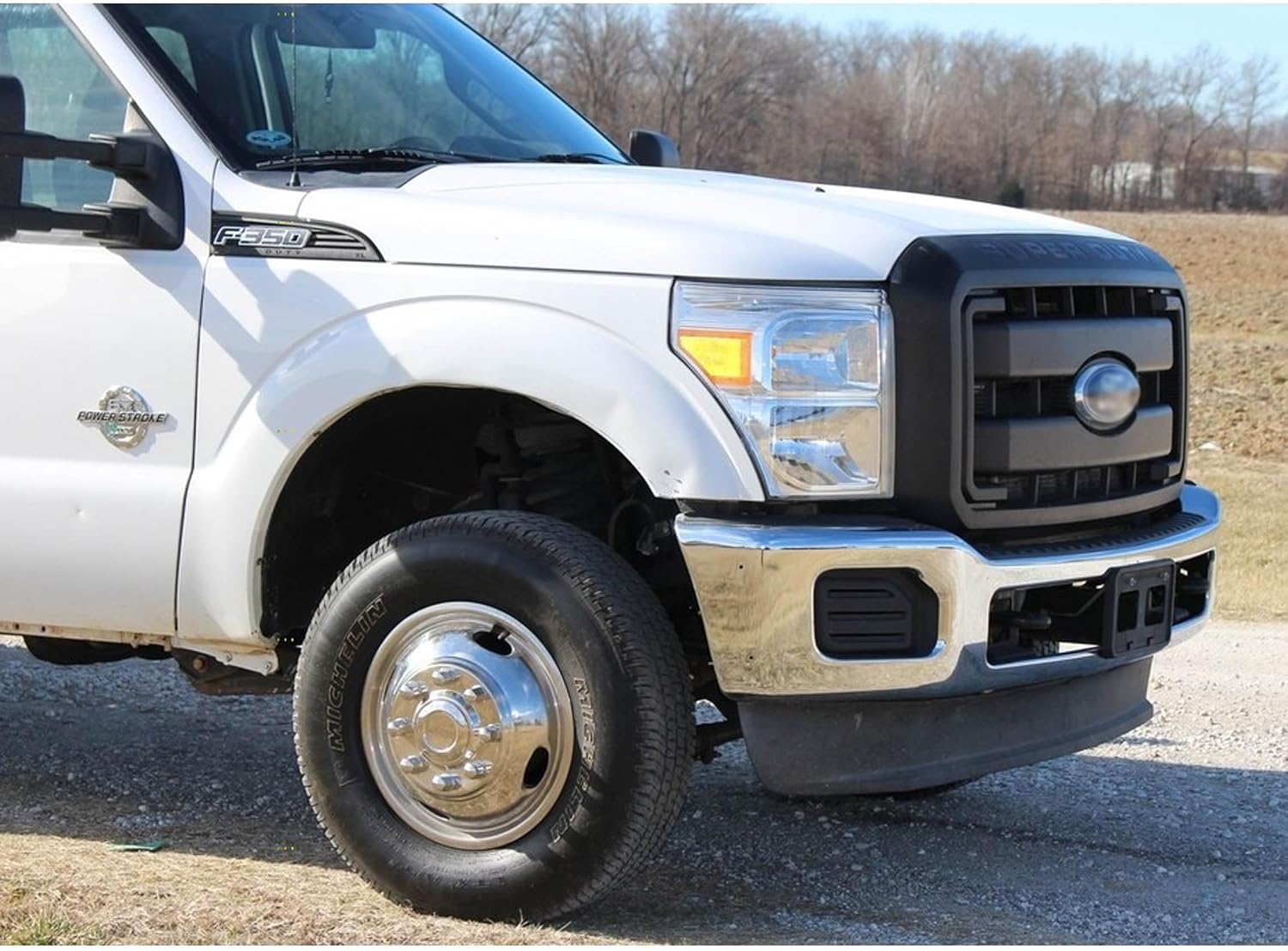 4pcs 17" Wheel Simulators Fit for 2005-2025 Ford F-350 F350, 8 Lug Protective Waterproof Replacements Bolt On Polished Stainless Steel Dually Hubcaps Wheel Covers W/Installation Tool Kit