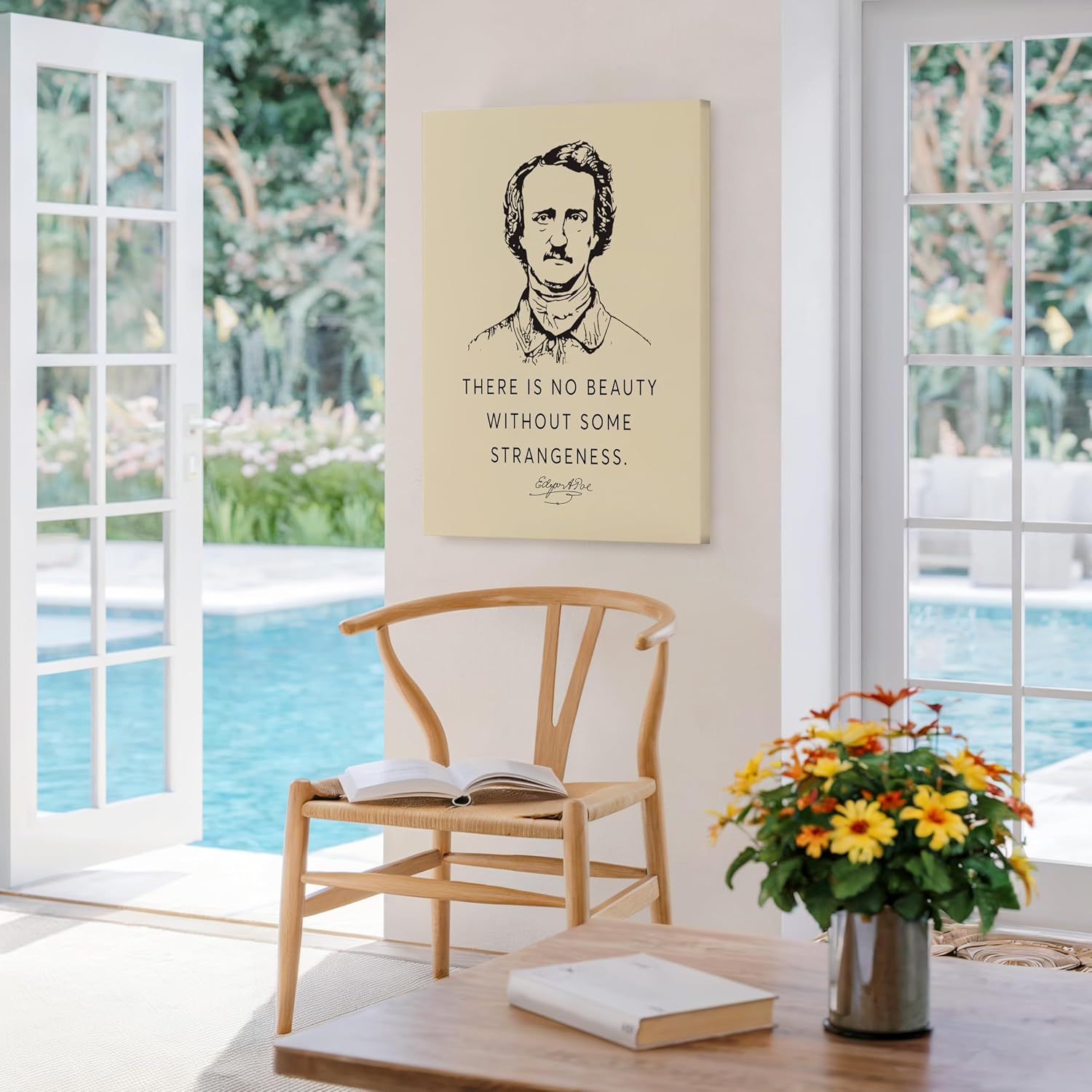Poster Master No Beauty Without Some Strangeness Canvas - Edgar Allan Poe Print - Motivational Art - Gift for Men & Women - Inspiring Decor for Living Room or Bedroom - 8x10 STRETCHED Canvas
