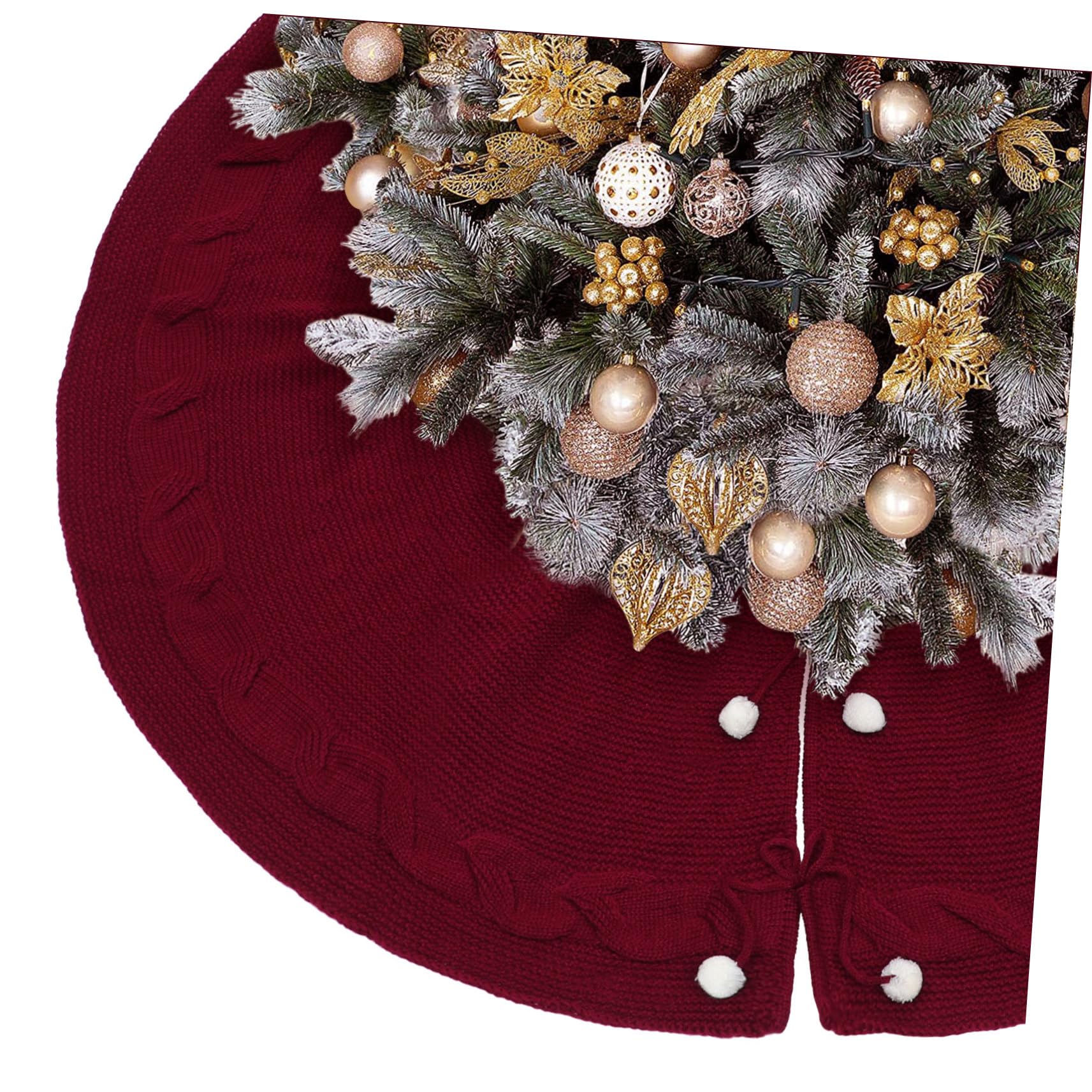 1pezzi Gonna Per Albero Di Natale in Non Grembiule Decorativo Imitazione Lana Lavorata Copri Albero Natale Per Atmosfera Festiva Casa e Negozi