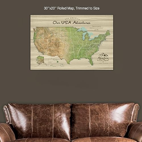 Miniatura 6 de Holy Cow Canvas US Travel Map with Pins on Canvas, National Parks Map, Push Pin Map United States, US Map with Pins to Mark Travels, Best Gifts for