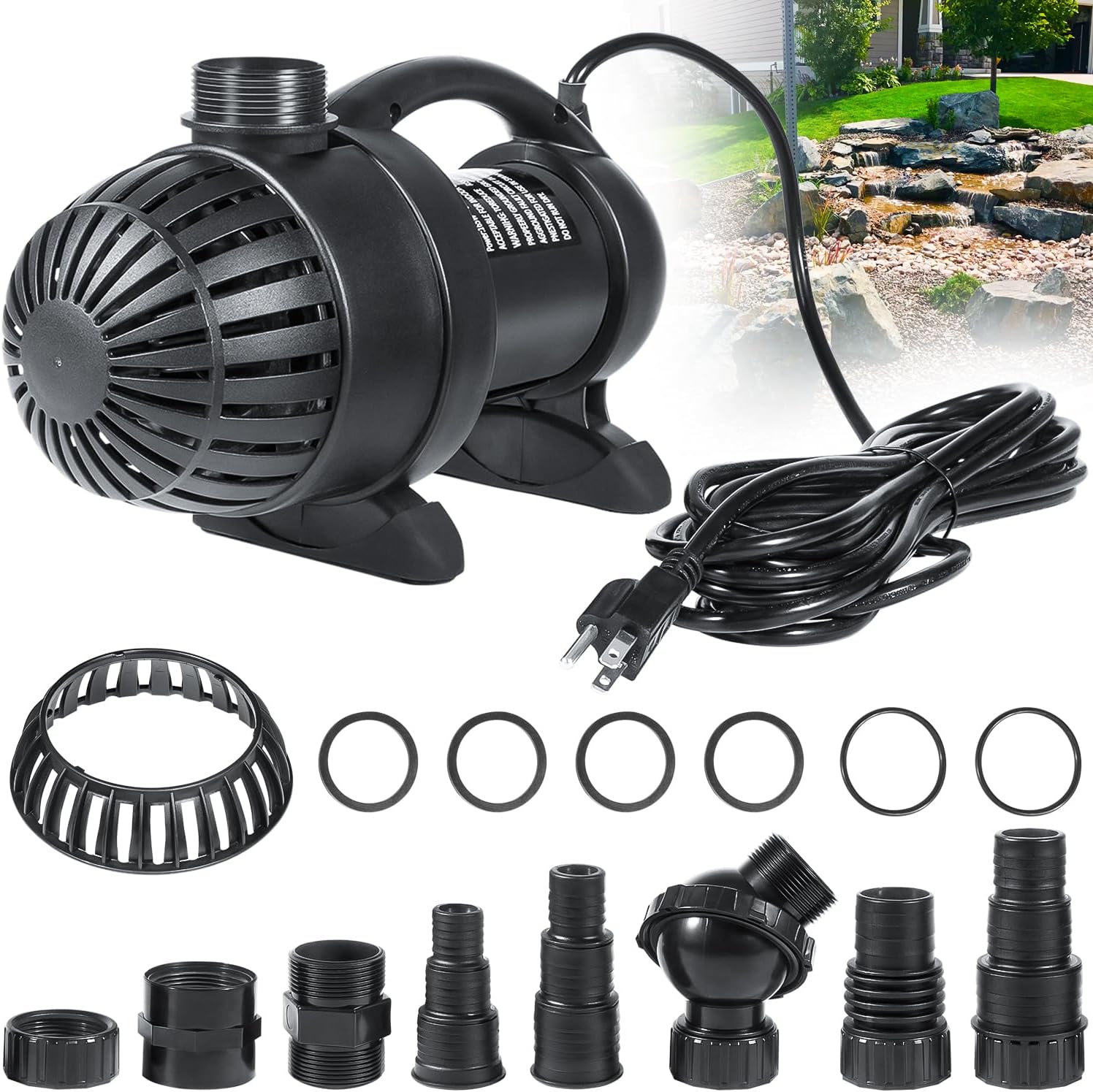 91018 3000 GPH Submersible Water Pump for Pond Waterfall Fountain Hydroponics Aquarium Skimmers Filter System Fish Tank Koi Pool Up To 3000 Gallons with 20FT Cord, 165W, 15FT Lift Height