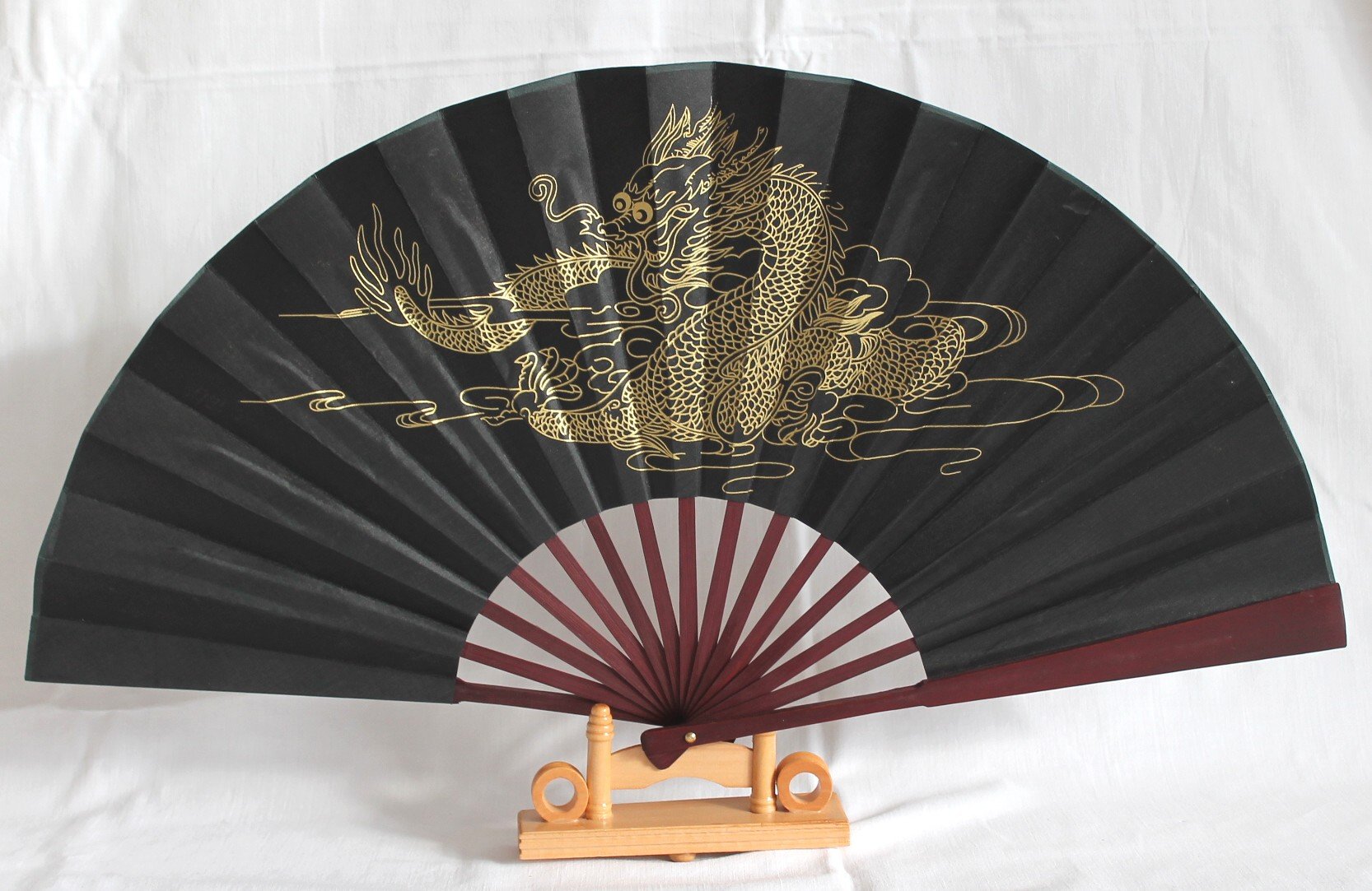 AAF Nommel Chinesischer Handfächer - 65cm Drachen Design Bambus