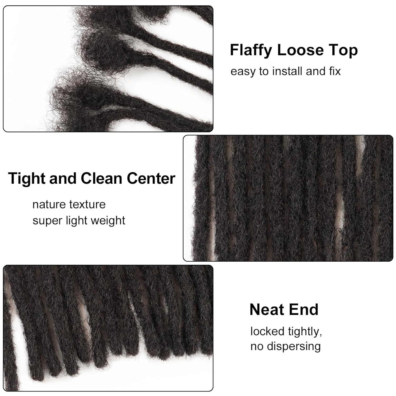 0.2cm Thickness 100% Human Hair Dreadlock Extensions for Men/Women 10 Inch 100 Strands Full Handmade Can be Dyed and Bleached Permanent Loc Extensions Human Hair Natural Black