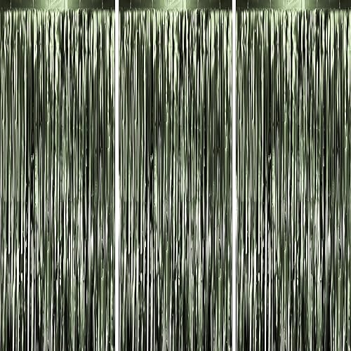 Miniatura 72 de Cortinas de fondo de flecos de papel de aluminio para fiestas, 3 piezas, 39.6 x 98.4 pulgadas, azul retro 48 Retro Azul,03 Rosa,04 Rosa