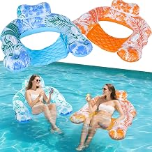 Pool Float Chair with Handle - 2pcs Extra Large Inflatable Pool Chair Floats Adult Size, Lake Water Swimming Pools Floating Seat Lounger Floaties Raft Toy
