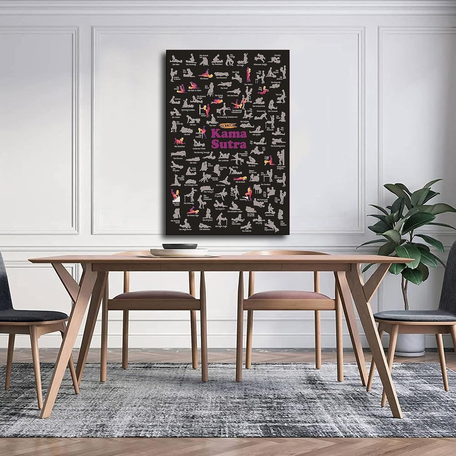 K*ama Sutra 100+ Pose Funny Canvas HD printing poster creative room aesthetics be the perfect wall art decoration for home office gym bar (16x24inch-Unframed) image 3