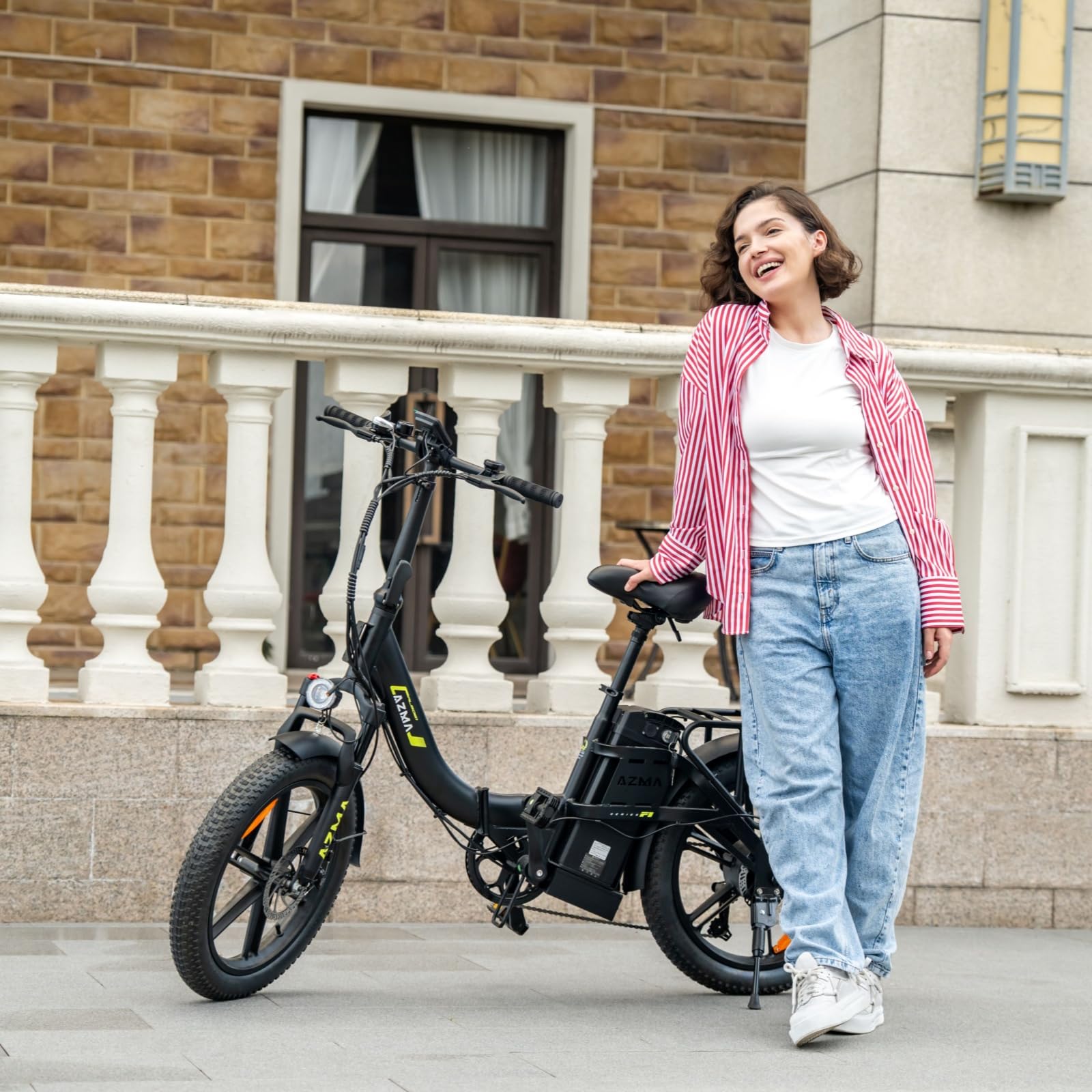 AZMA Bici Elettrica Pieghevole,20" Bici Elettrica Uomo Donna da 36V20.8Ah/15Ah Batteria Rimovibile,7-Gang Ebike da per MTB & Spiaggia