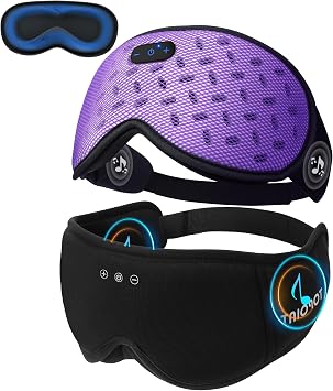 TOPOINT Weighted Sleep Mask Headphones Bluetooth 5.4 with 3D Removable Hot & Cold Compress and Bamboo Cotton Bluetooth Sleep Mask