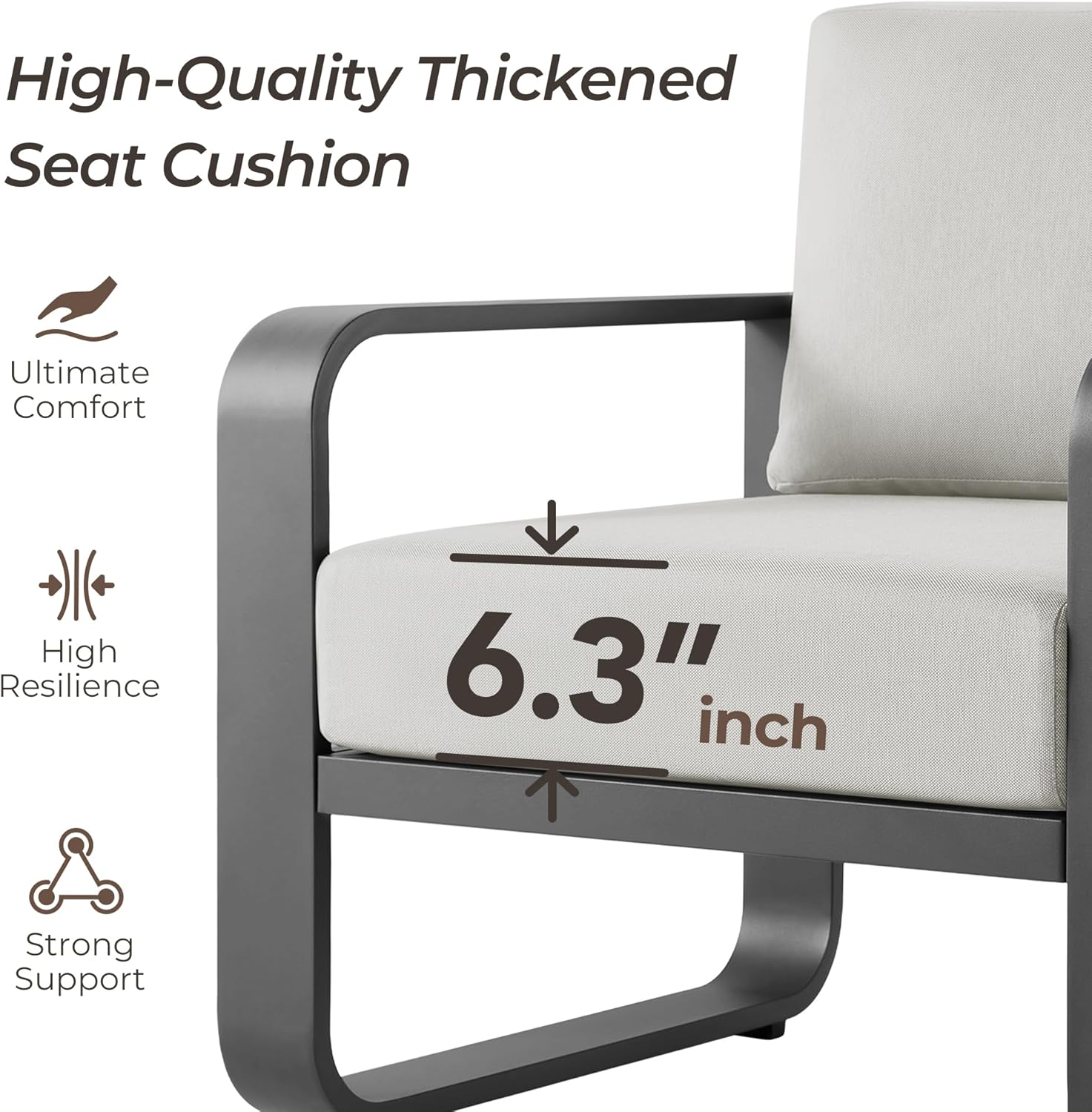 CHITA Outdoor Chairs Set of 2, Outdoor Furniture Set with 6.3in Thick High-Resilient Cushions & 100% Aluminum Frame, Modern Outdoor Patio Furniture Sofa Set for Poolside, Deck, Balcony