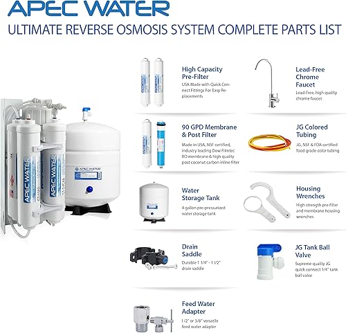 Miniatura 8 de APEC Water Sistemas RO-QUICK90 Ultimate Supreme Compact Size con conexión rápida Filtros de cambio fácil Sistema de ósmosis inversa debajo del