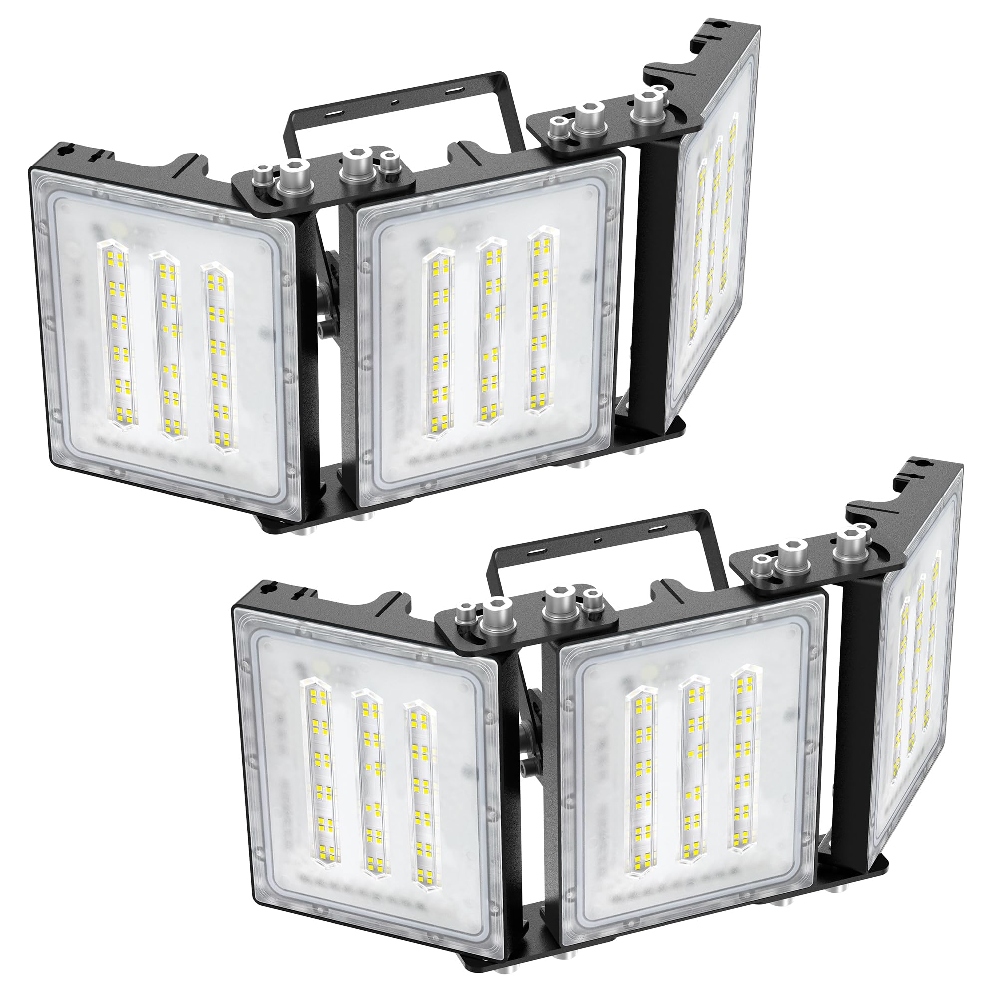 STASUN 2PCS 150W LED Outdoor Flood Light, 15000LM 6000K Daylight White IP66 Waterproof, Stadium Lights, 3 Heads Adjustable Outdoor Floodlight Security Lights for Yards, Patios, Street — image 1