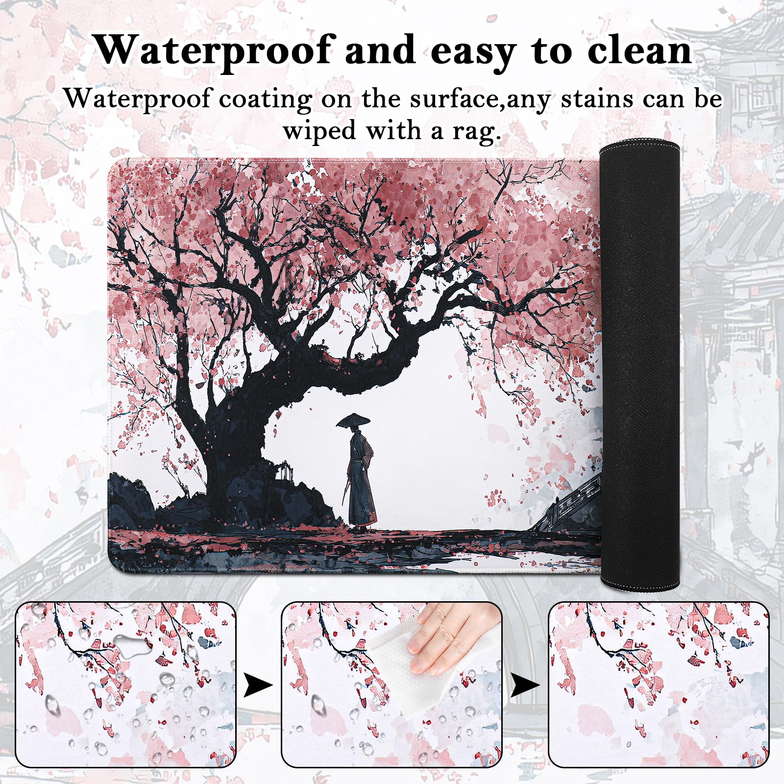 Tappetino Mouse XXL, 900x400x3mm Tappetino Gaming, Mouse Pad con Base in Gomma Antiscivolo, Impermeabile Mousepad, Tappetino Scrivania Grande con Bordi Cuciti (B90)