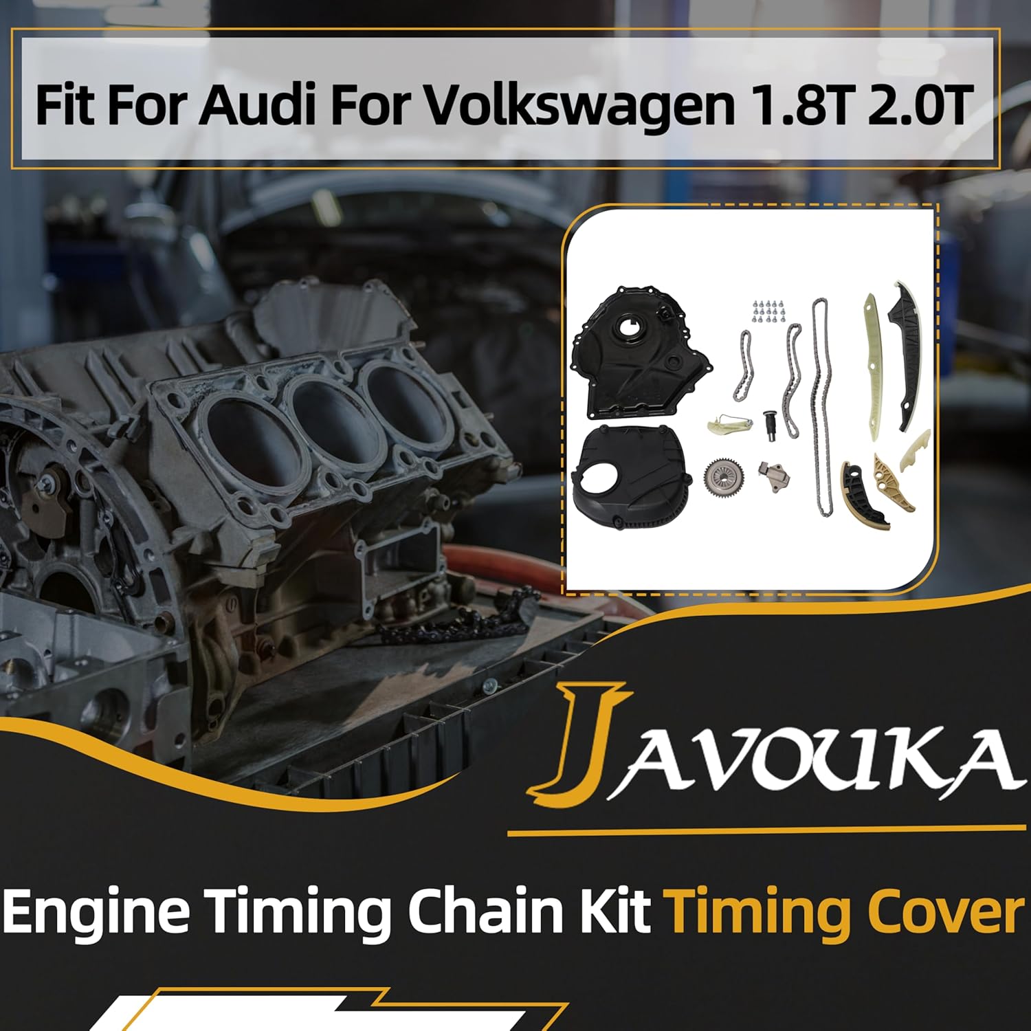 EA888 Engine Timing Chain Kit Timing Cover Tensioner Guide Rail Kit replacement fit for Audi A4 A6 Q5 TT fit for Volkswagen Tiguan Passat Jetta GTI Beetle 1.8T 2.0T 06-17