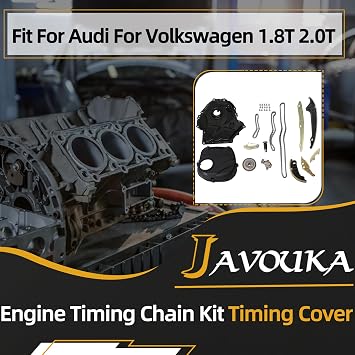 EA888 Engine Timing Chain Kit Timing Cover Tensioner Guide Rail Kit replacement fit for Audi A4 A6 Q5 TT fit for Volkswagen Tiguan Passat Jetta GTI Beetle 1.8T 2.0T 06-17