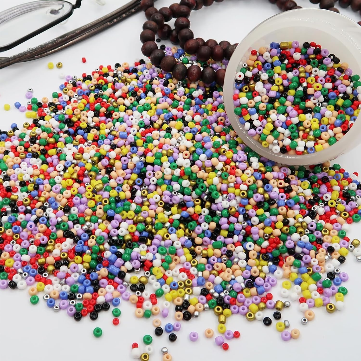 Black 12/0 Glass Seed Beads, 11000pcs Small Pony Beads Bulk 2mm Glass Loose Spacer Seed Beads for Friendship Bracelet Necklace Earring Jewelry Making DIY Craft - Image 3