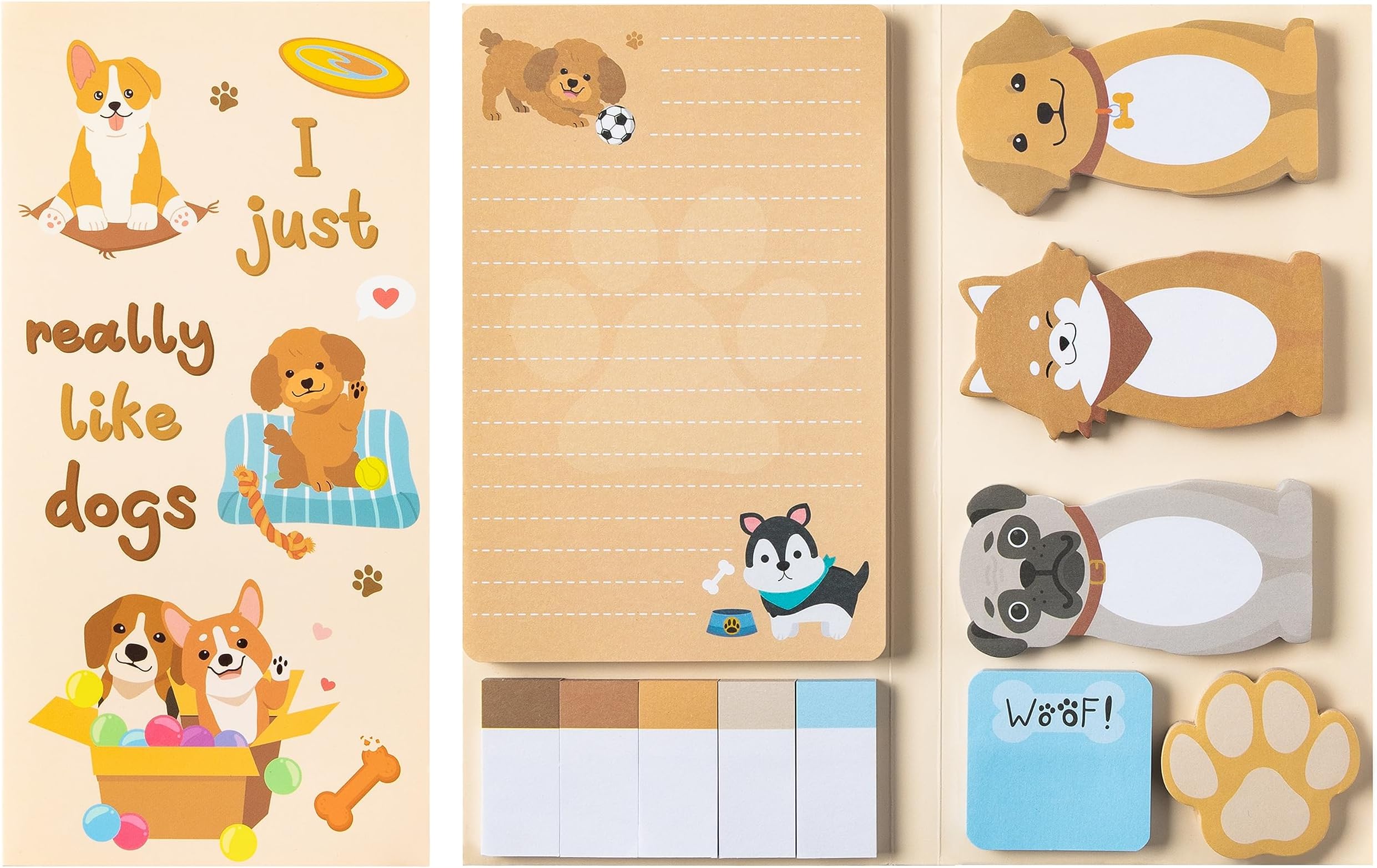 550 Sheets Sticky Notes Set Cute Dog Shaped Paper Clips Novelty Self Adhesive Sticky Notes Writing Memo Pads for Children Home Office School Supplies Page Marker Gift for Teacher Student