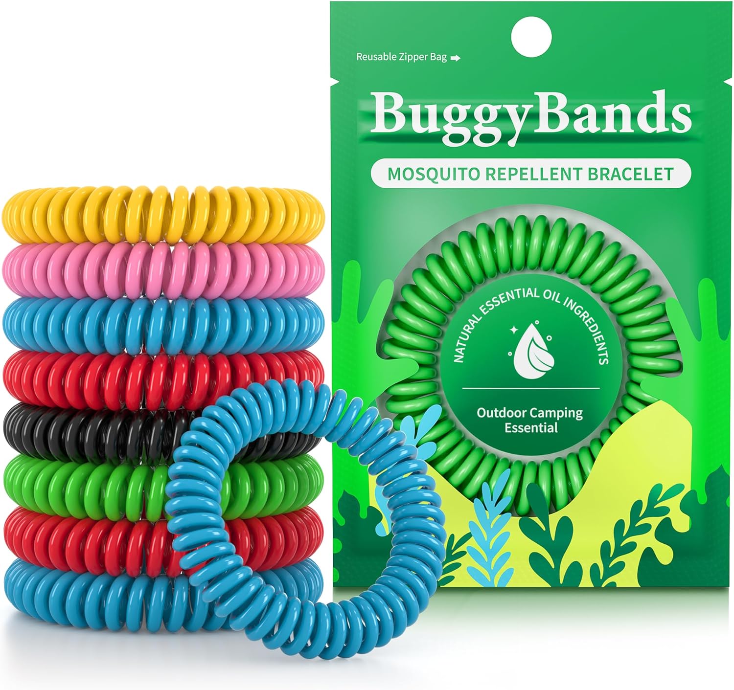 BuggyBands 48 Pack Mosquito Bracelets for Adults & Kids, DEET-Free Wristbands, Individually Wrapped Bug Repellent Bands