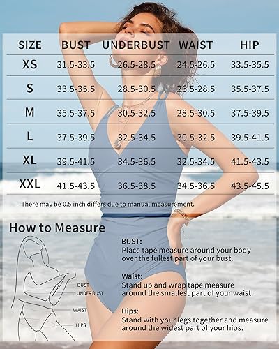 Vista 6 de Charmo Trajes de baño de una pieza con control de abdomen para mujer, trajes de baño fruncidos con tiras, cuello en V, monokini