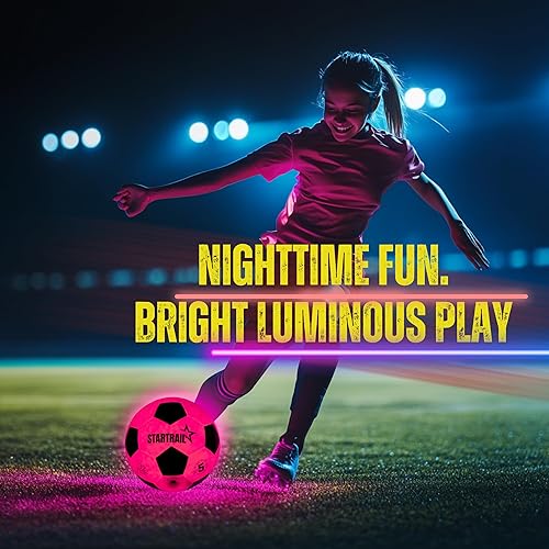 Miniatura 6 de Balón de fútbol que brilla en la oscuridad  Regalo deportivo para niñas de 6 a 15 años  Bola de luz LED con 3 baterías adicionales y bomba  Baterías