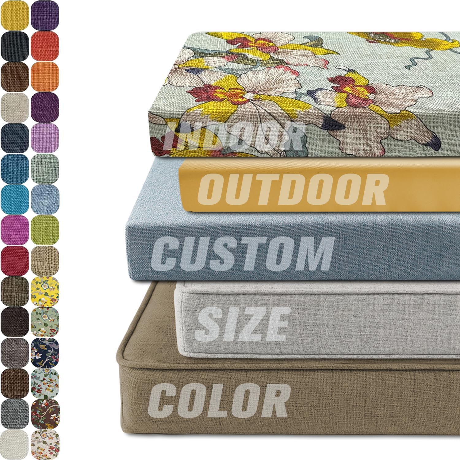 AERTMS Custom Size Bench Cushion,Window Seat Cushion Non Slip Washable