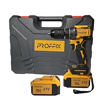 PROFFIX 21 Volt 13mm chuck size 4 Ah 45 Nm metal head brushless cordless drill machine for professional use