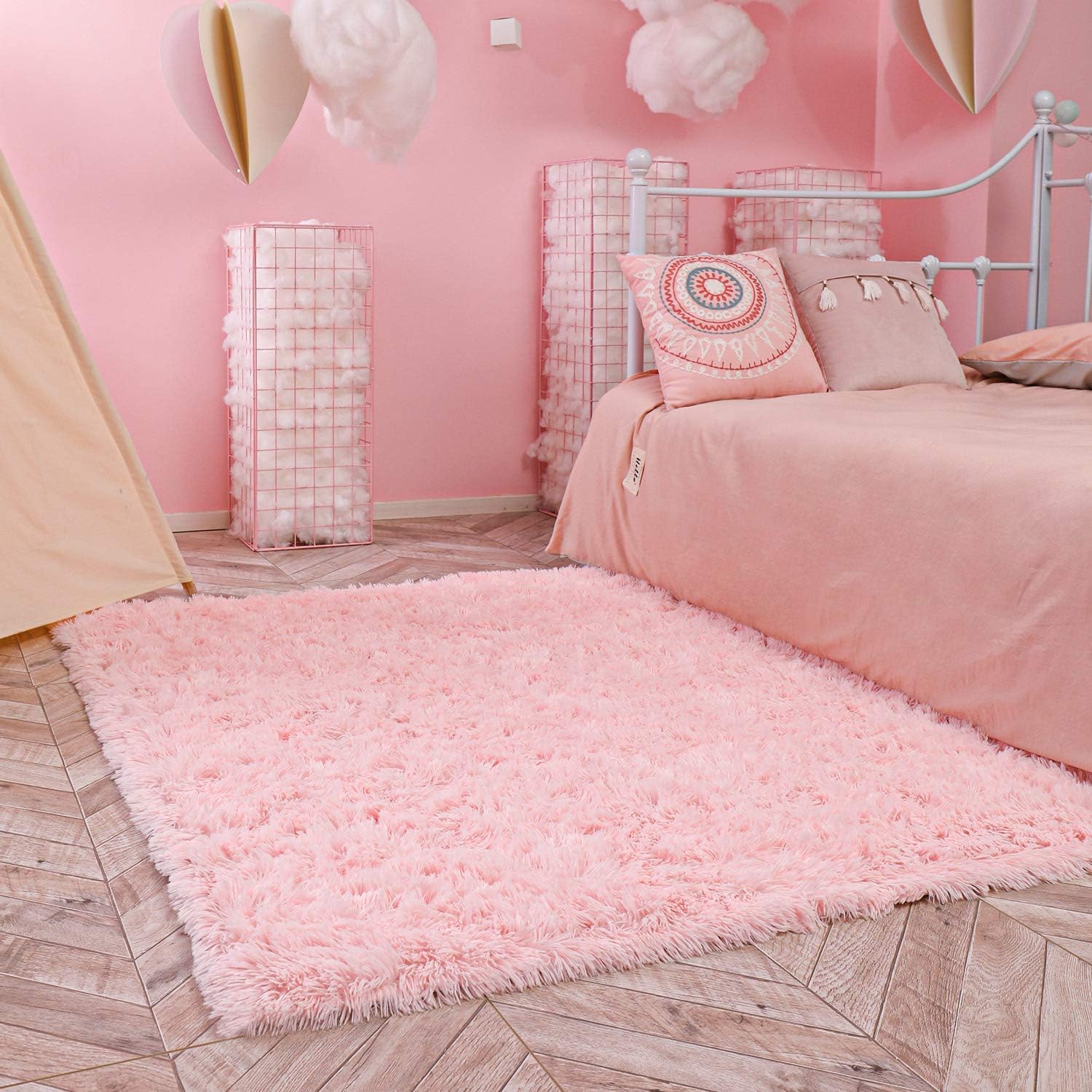 Ophanie Pink Area Rugs for Bedroom Girls, 6x9 Kids Fluffy Fuzzy Furry Shag Carpet, Plush Soft Cute Baby Shaggy Bedside Indoor Floor Rug for Teen Dorm Home Decor Aesthetic, Nursery thumbnail