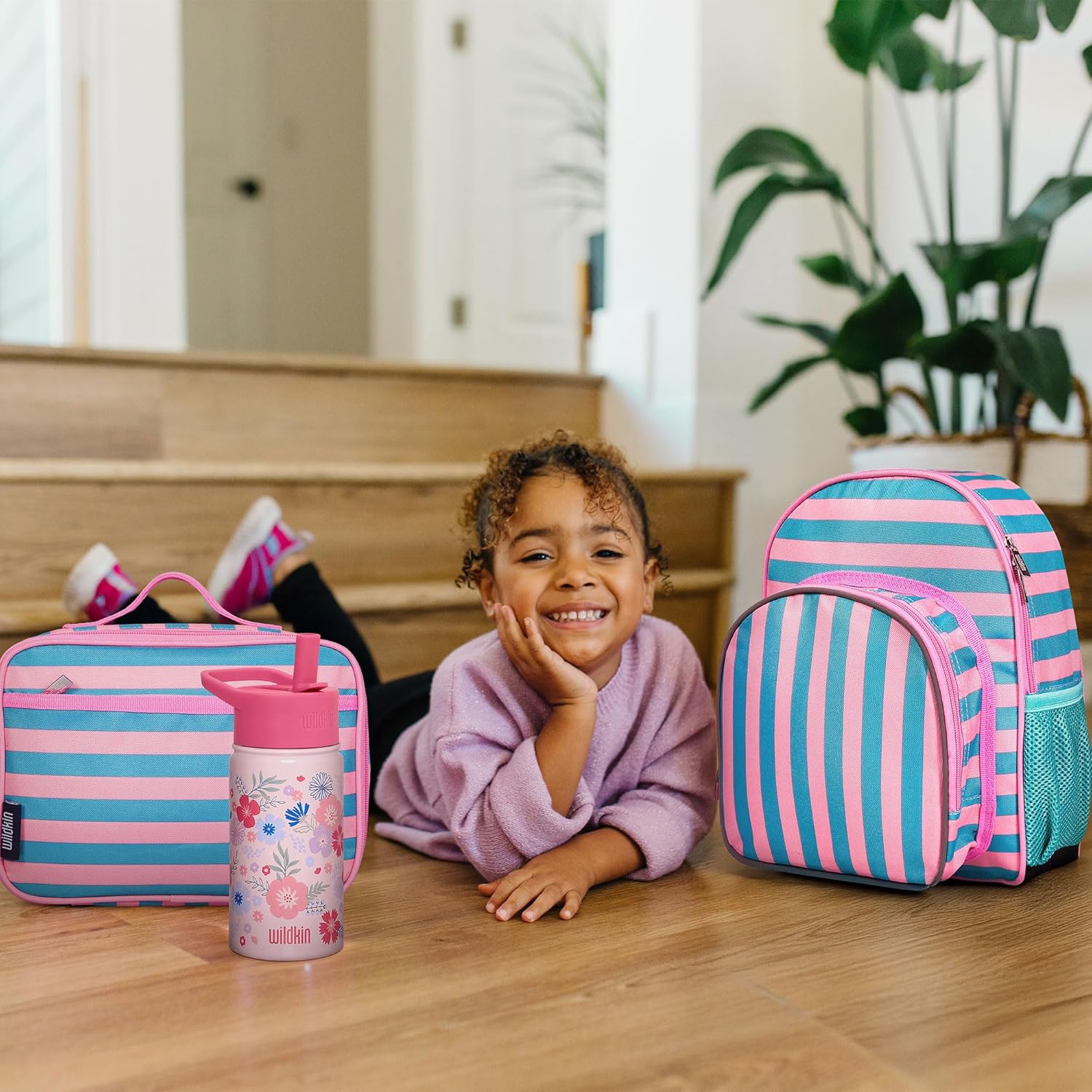 Wildkin Kids 12-inch Toddler Backpack – Padded Lightweight School Bag for Daycare, Preschool & Travel, Adjustable Straps & Multiple Pockets, Boys & Girls Ages 3–7 – Pink Stripes