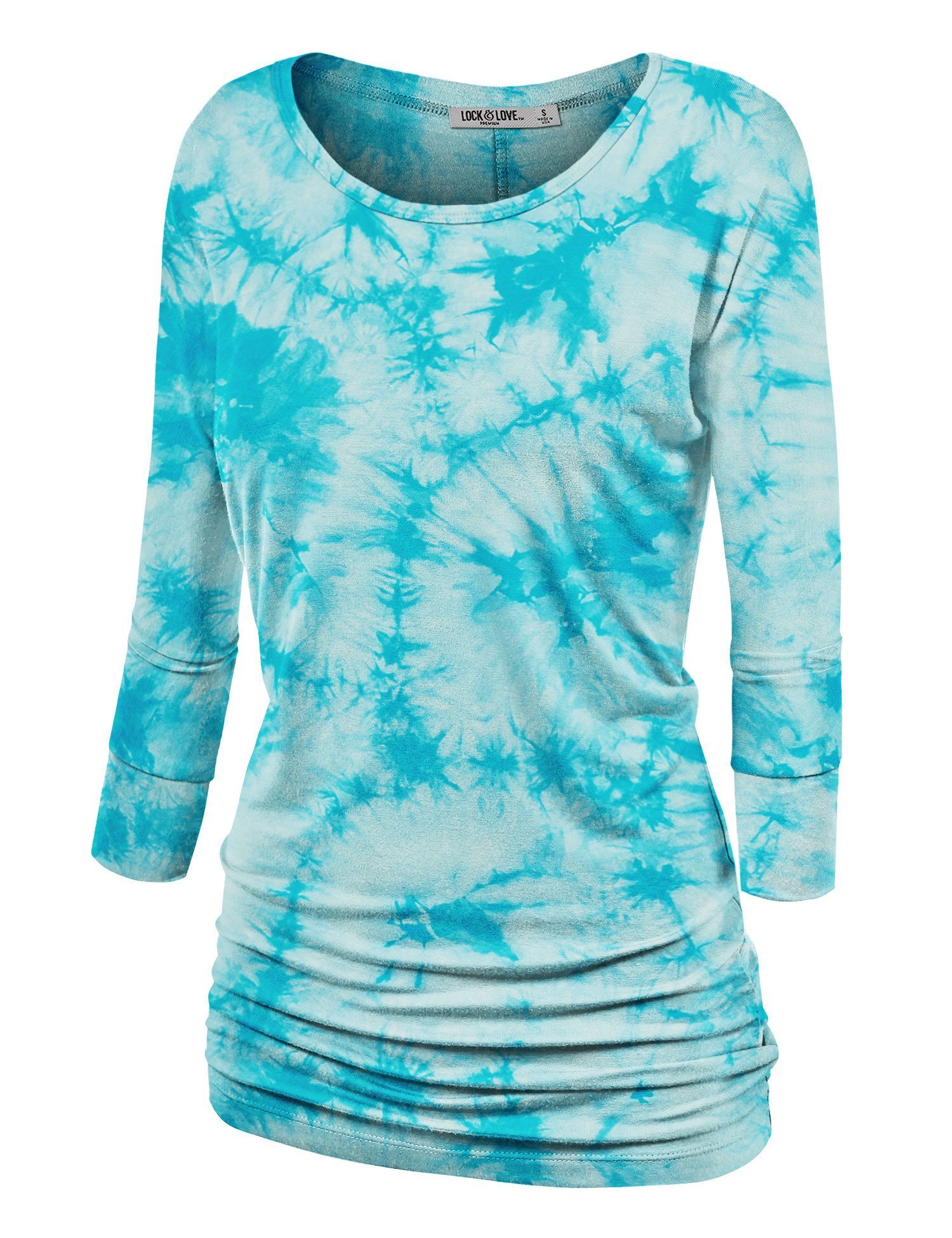 LL Womens 3/4 Sleeve Tie-Dye Ombre Dolman Top - Made in USA