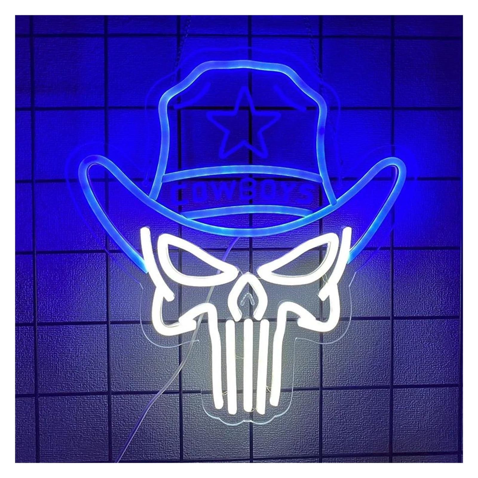 Luz de Diseño de Digital Cowboy Letrero De Neón Cráneo Luz Alimentado Por USB Para Esqueleto Habitación Para Adolescentes Fiesta Hip Hop Dormitorio Arte De La Pared 31.5cm×34.25cm