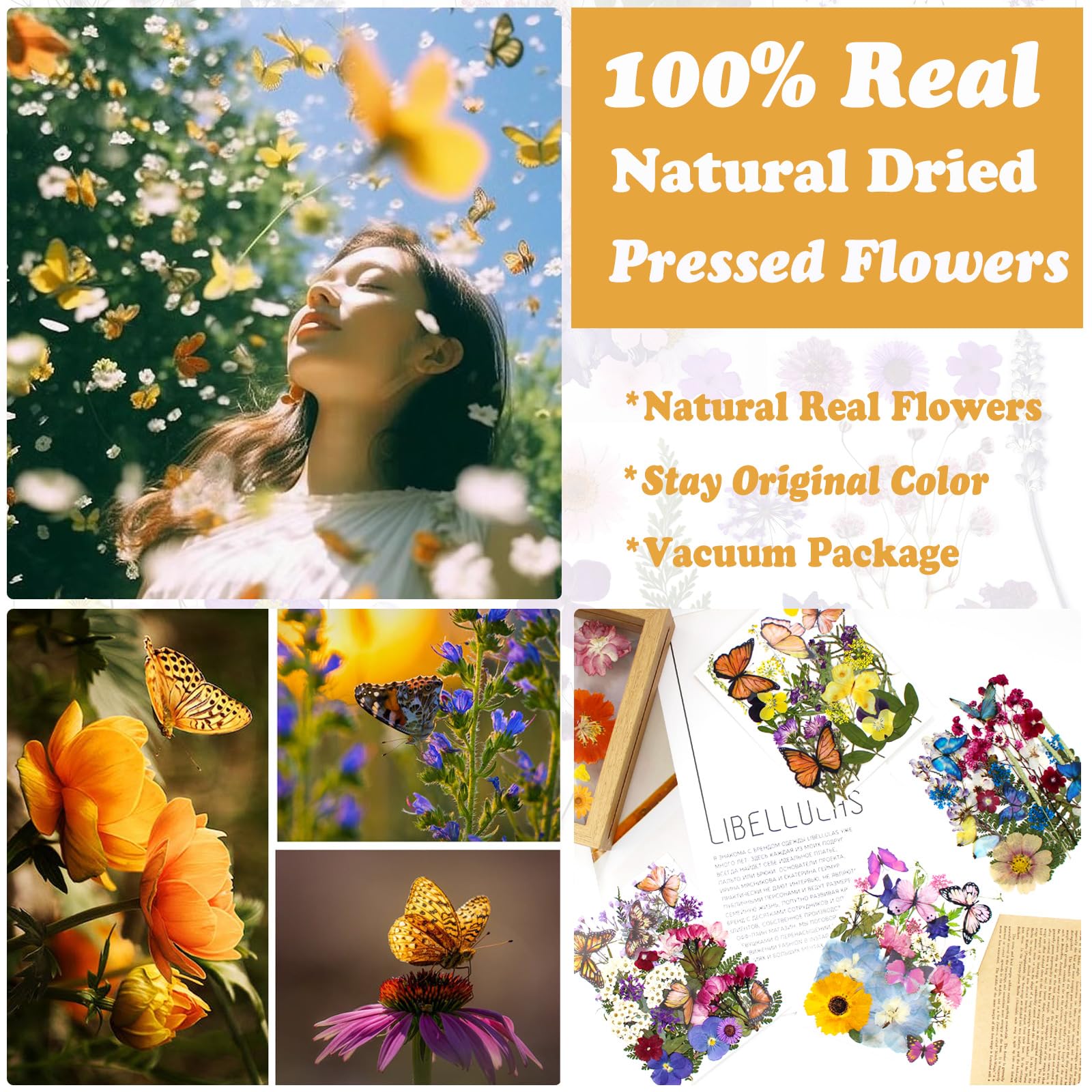 99 Stück gepresste getrocknete Blumen und Schmetterlinge für Harzformen, sortierte echte natürliche Blumen Blätter Aufkleber für DIY Kunst Nagel Handwerk, Schmuck, Kerzen, Seife Handwerk