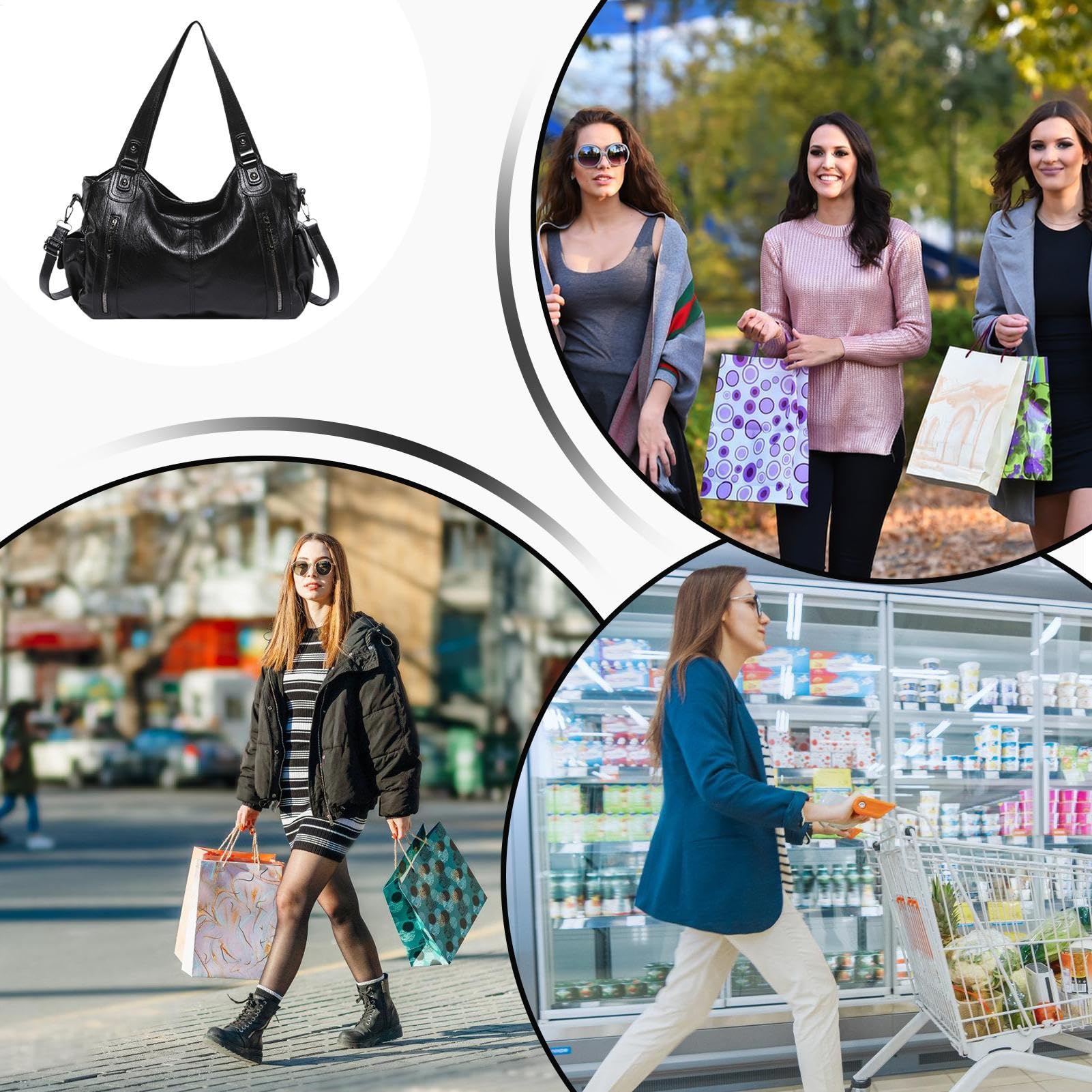 Torba materiałowa o dużej pojemności dla kobiet,Torba materiałowa o dużej pojemności | Torba na laptopa ze skóry PU,Casualowa torba materiałowa dla kobiet, modna torba na ramię, miękkie torby szkolne