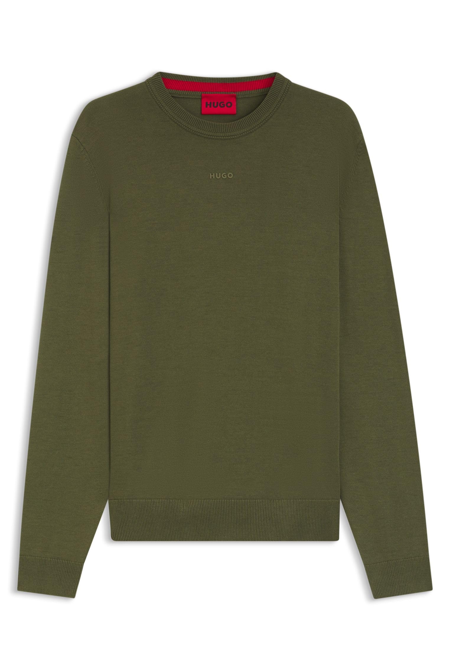 HUGO Herren San Cassius-C2 Slim-Fit Pullover aus Baumwolle mit Logo-Detail