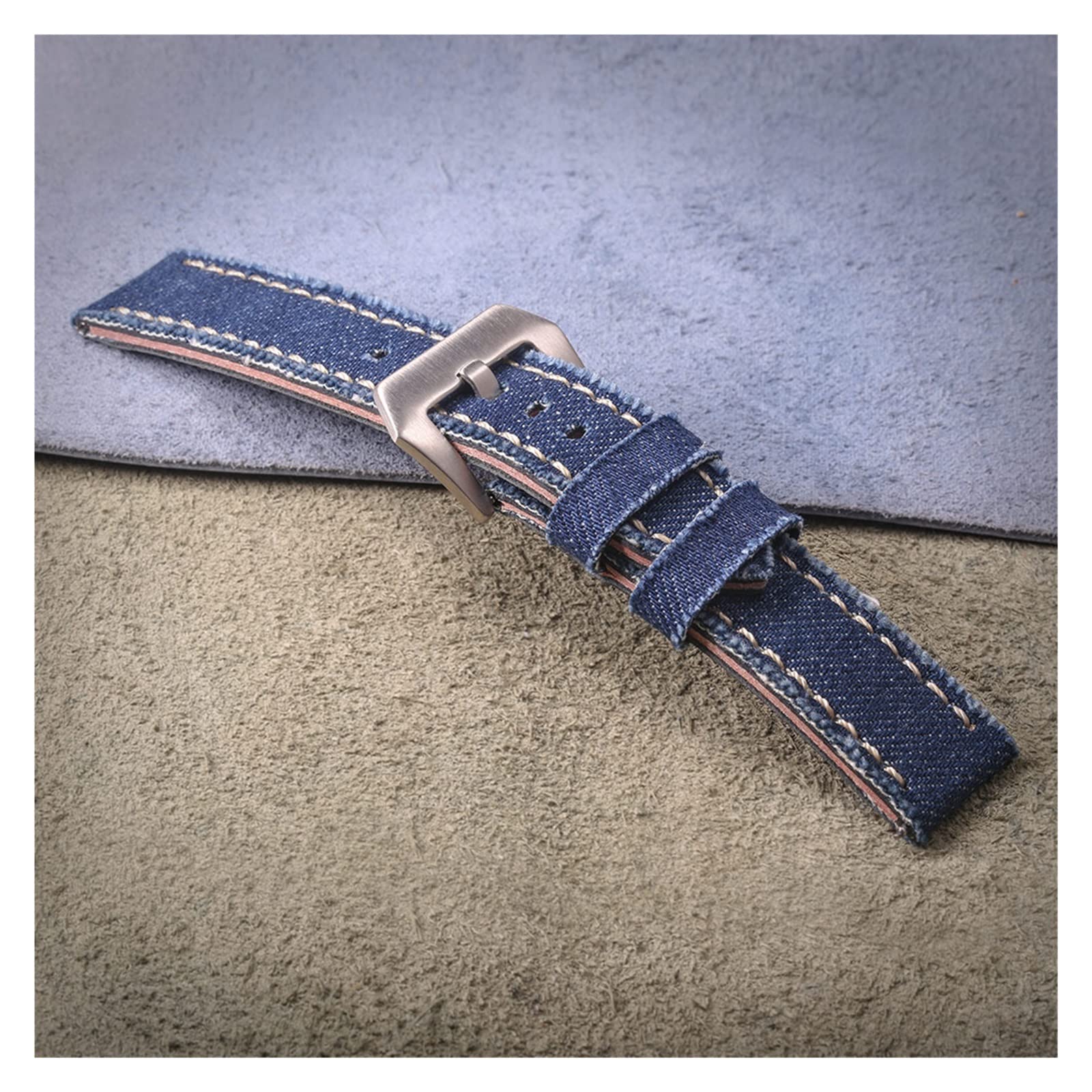 Canvas Watch Bands Release Quick Denim Blue Due pezzi Orologi cinturini Matt Acciaio Fibbia 20mm 22mm 24mm(Khaki,24mm)