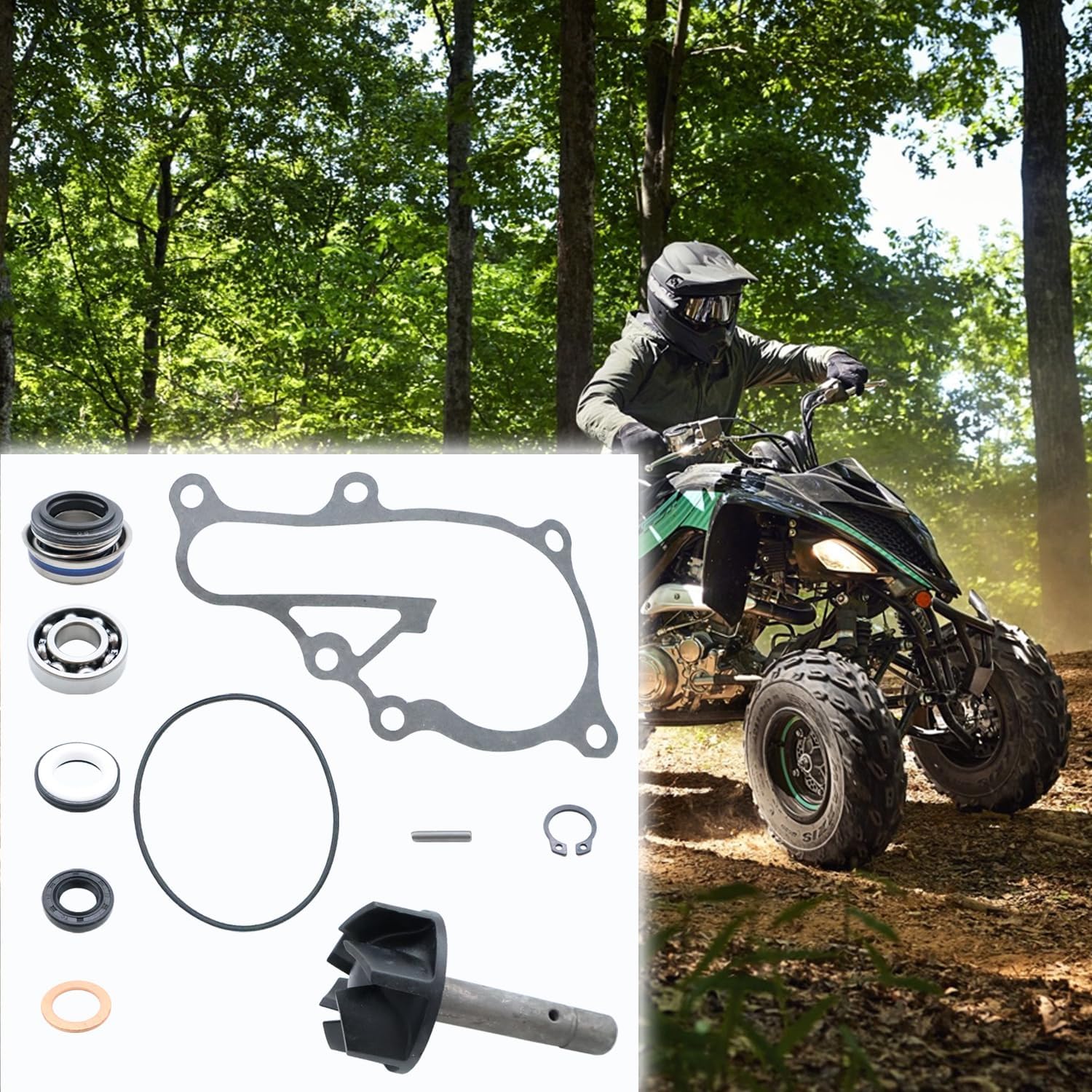 LOONGPART Water Pump Impeller Bearing Seals Oil Seal Gasket Replacement for Yamaha Rhino 700 YXR700 FI 2006-2022 3B4-12450-00-00 1S3-12428-00-00