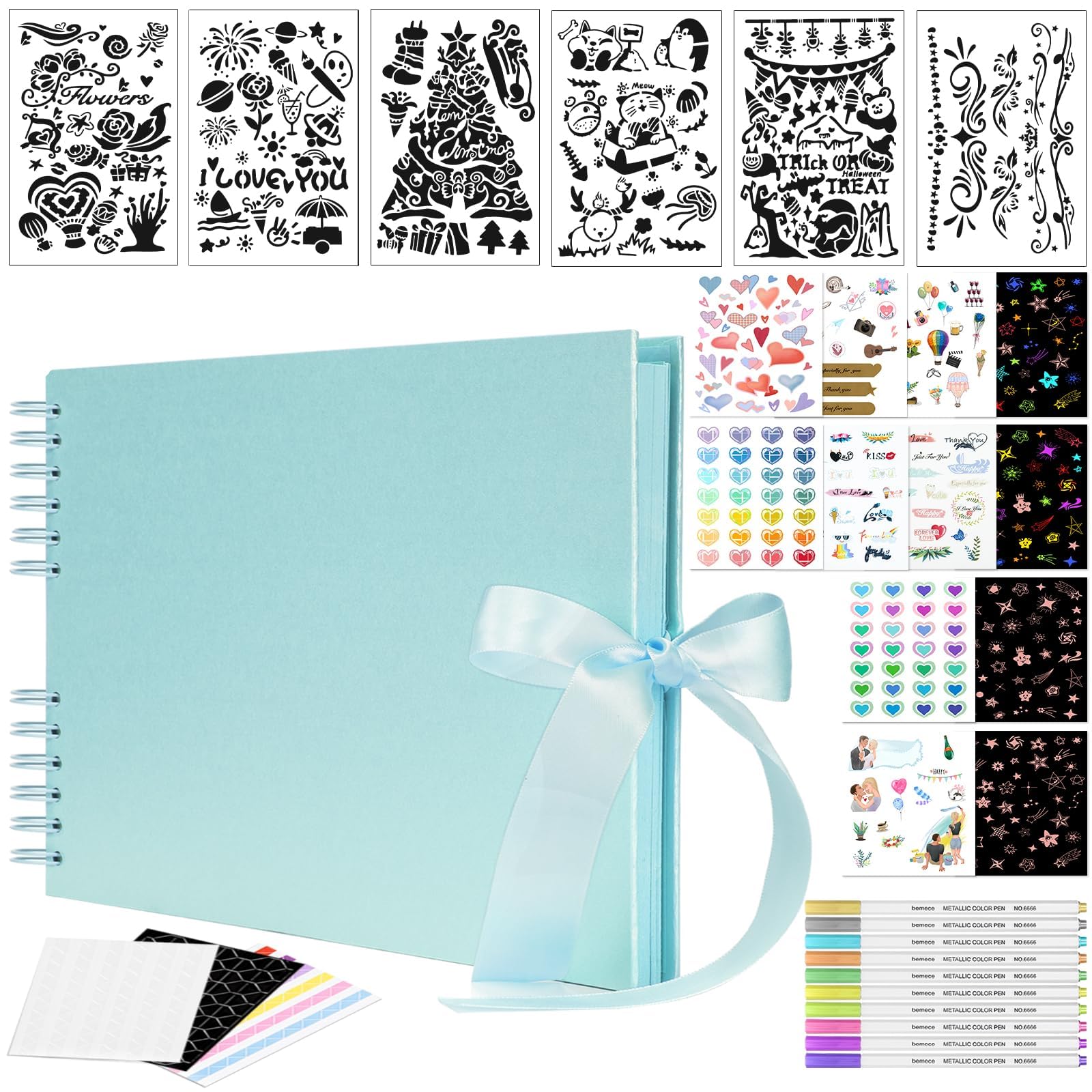 Scrapbook, 12 x 8 Inches Scrapbook Albums With 80 Pages, DIY Memory Scrap Book For Wedding, Anniversary, Birthday, Travel, Friends, Baby - Blue.