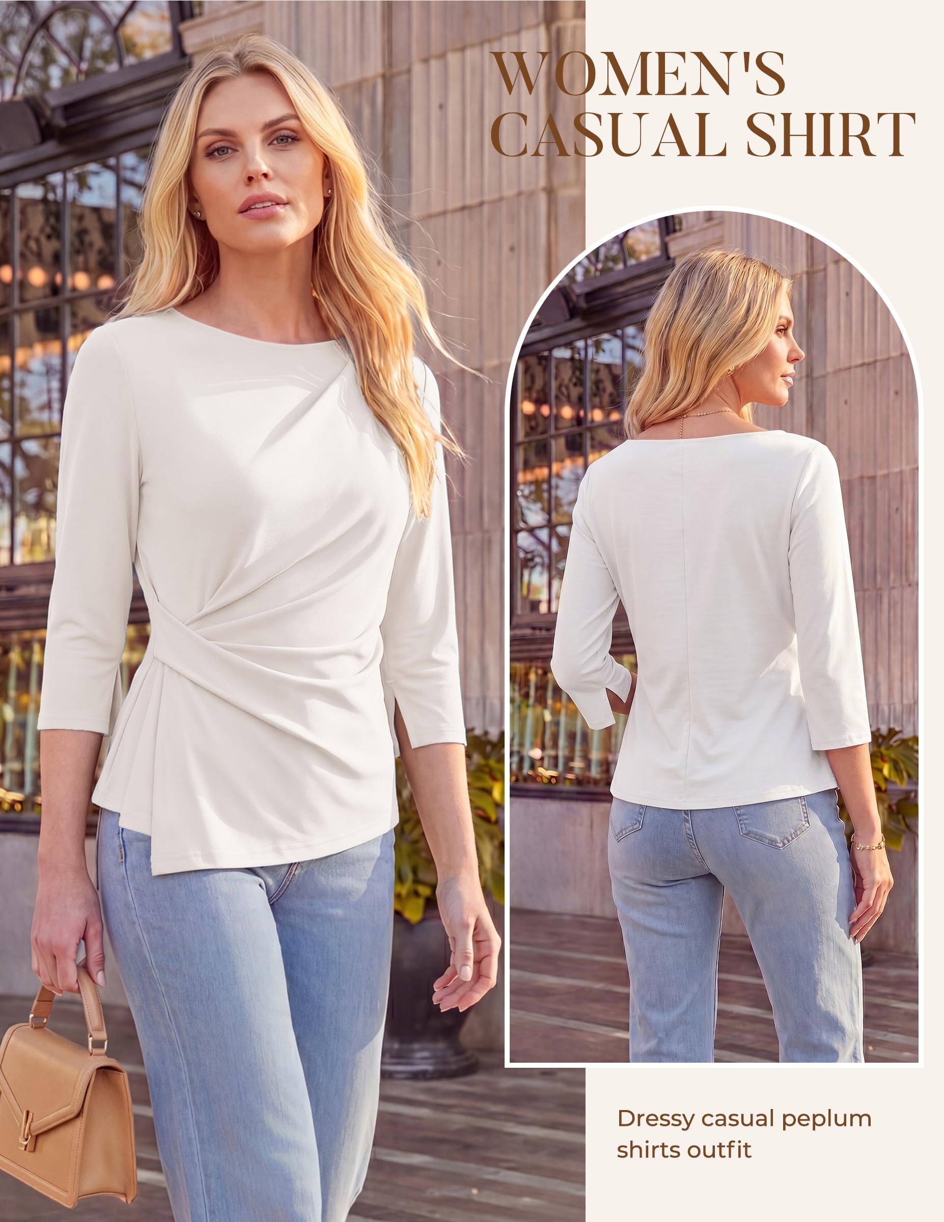GRACE KARIN Top da donna con maniche a 3/4 camicie asimmetriche Camicette