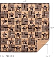 Vista 3 de VHC Brands Bingham Star Cotton Americana Bedding Pre-Washed Patchwork Square Queen Quilt, Soft Black